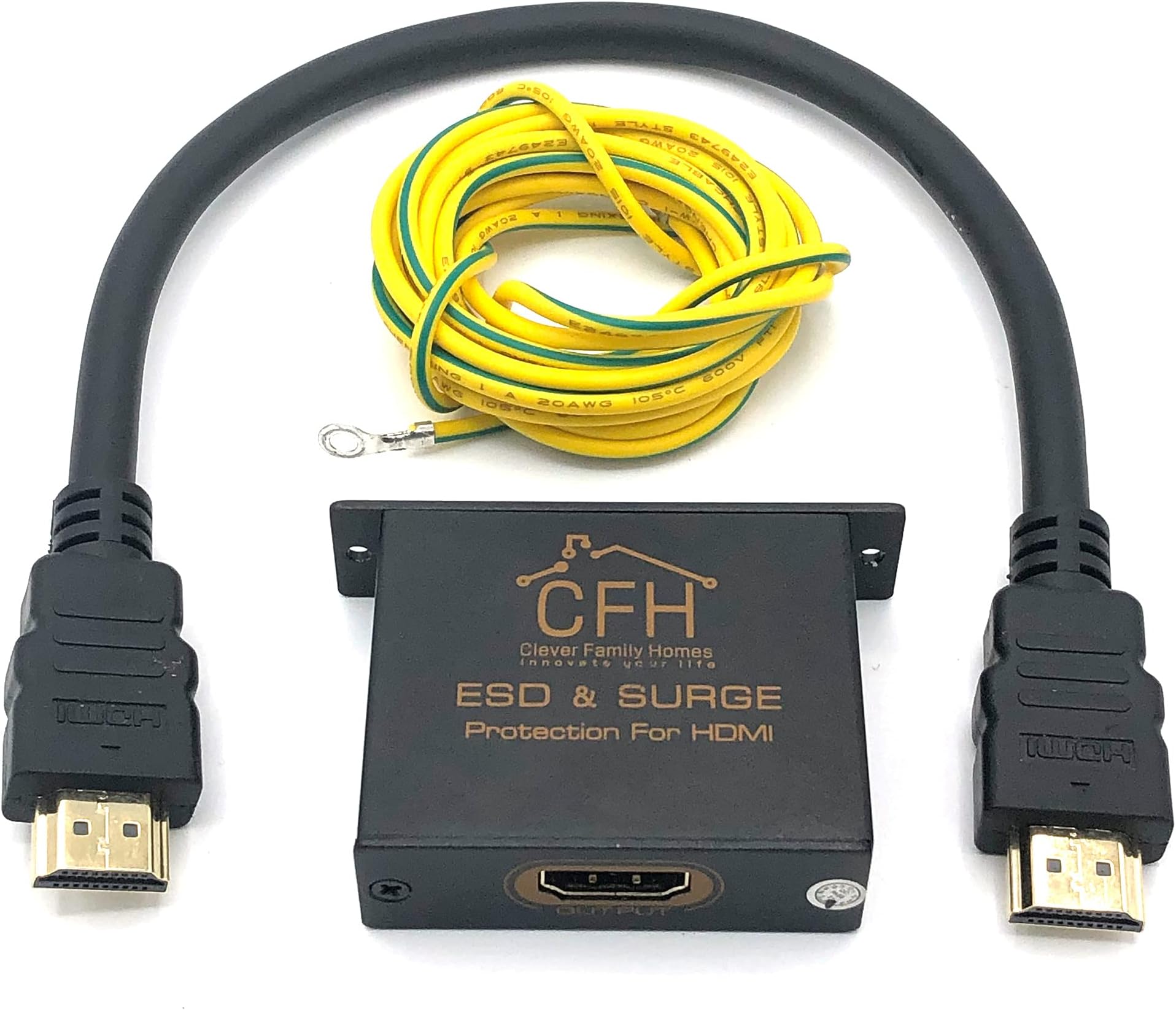 HDMI 1.4 4K UHD Surge Protector with Jumper Cable and Ground Wire