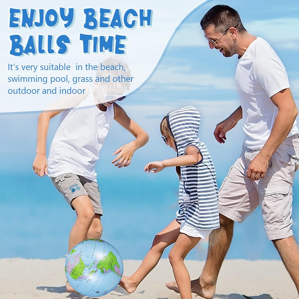 Pmeixcy Inflatable Globe,Blow up World Globe Beach Ball,Inflatable Earth Beach Ball for Beach Playing or Teaching,Party Bags,Summer Pool Party,PVC Material - Image 5 thumbnail