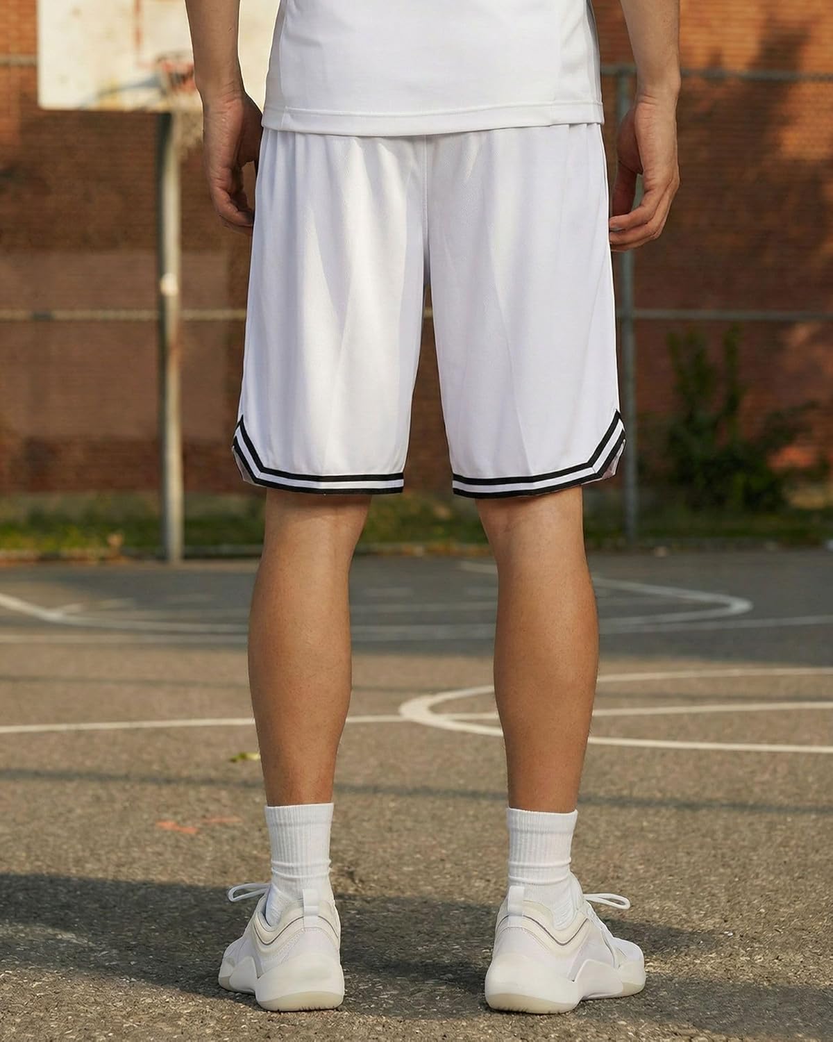 Men's Basketball Shorts with Striped Hem Quick Dry Workout Sport Short
