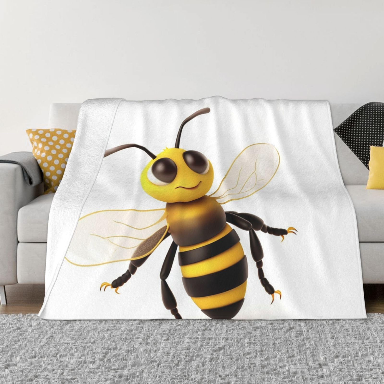 Plaid réversible en flanelle KHiry 152x127 cm pour lit et canapé