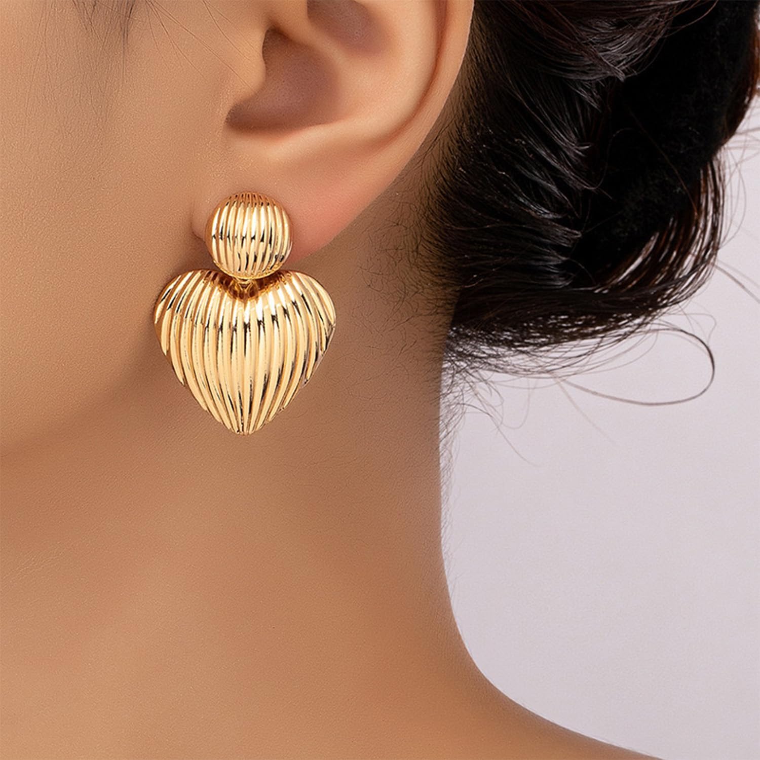 14K Gold Plated Chunky Gold Earrings for Women,Circle Love Drop Dangle Earrings for Women Gold Geometric Long Link Dangle Earrings Studs Trendy Jewelry - Image 6