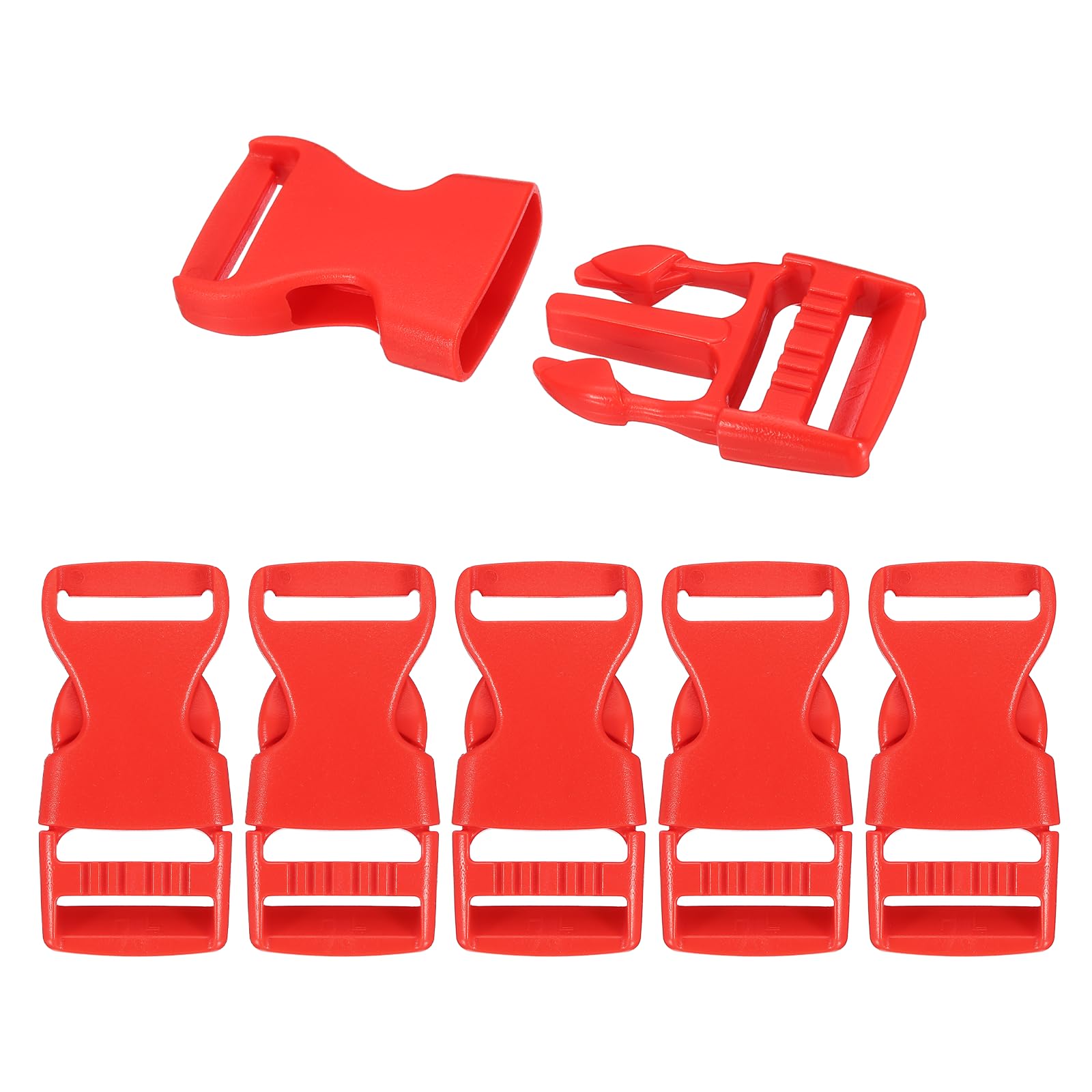 PATIKIL 6 Pcs 1" Quick Side Release Buckle Plastic Buckle Clip Red