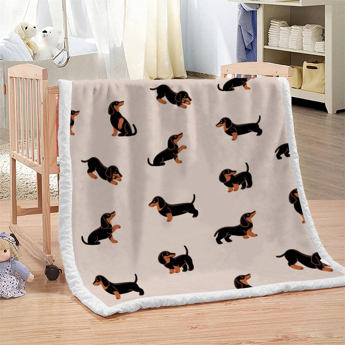 3D Dackel Decke 130x150cm Warmer Winter Weich Cartoon Tier Hund Kuscheldecke Microfaser Sherpa Wohndecke TV Decke Flauschige Couchdecke für Kind Weihnachten Geschenk Blanket