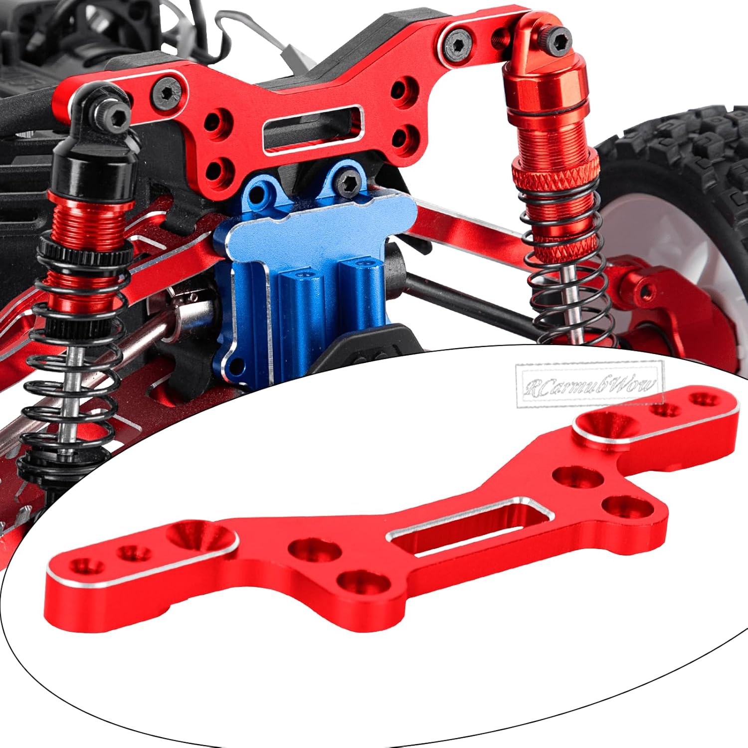 RC Shock Absorber Shock Towers Upgrades Part for 1/14 Typhon Grom 223S & Mega 380 RC Crawler Car,Alloy Aluminium Front Rear Shocks & Shock Towers,Red w/Red
