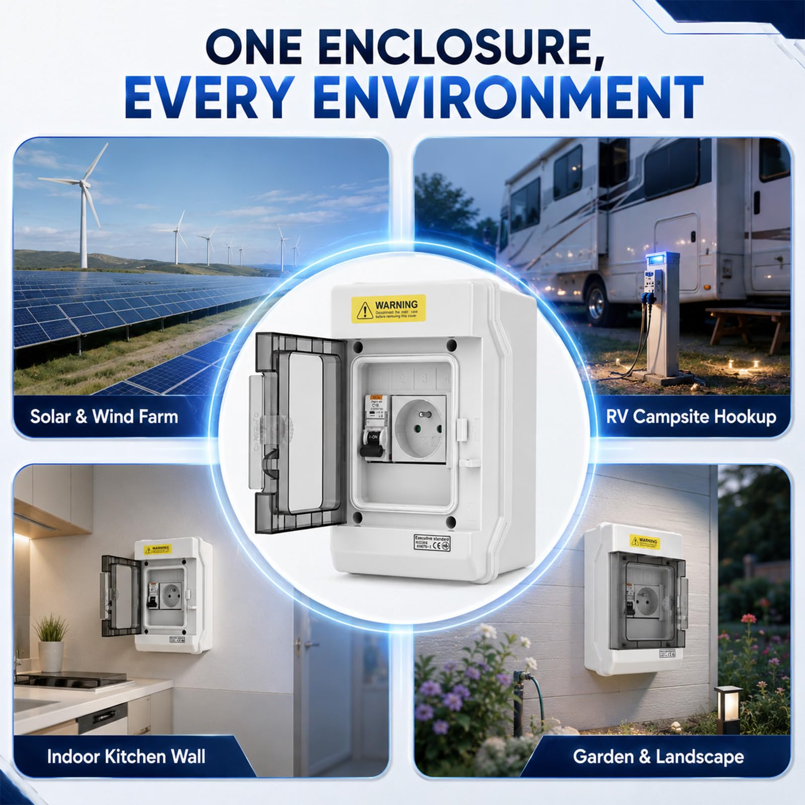 Coffret électrique 16A 230V avec Disjoncteur Différentiel, étanche IP66