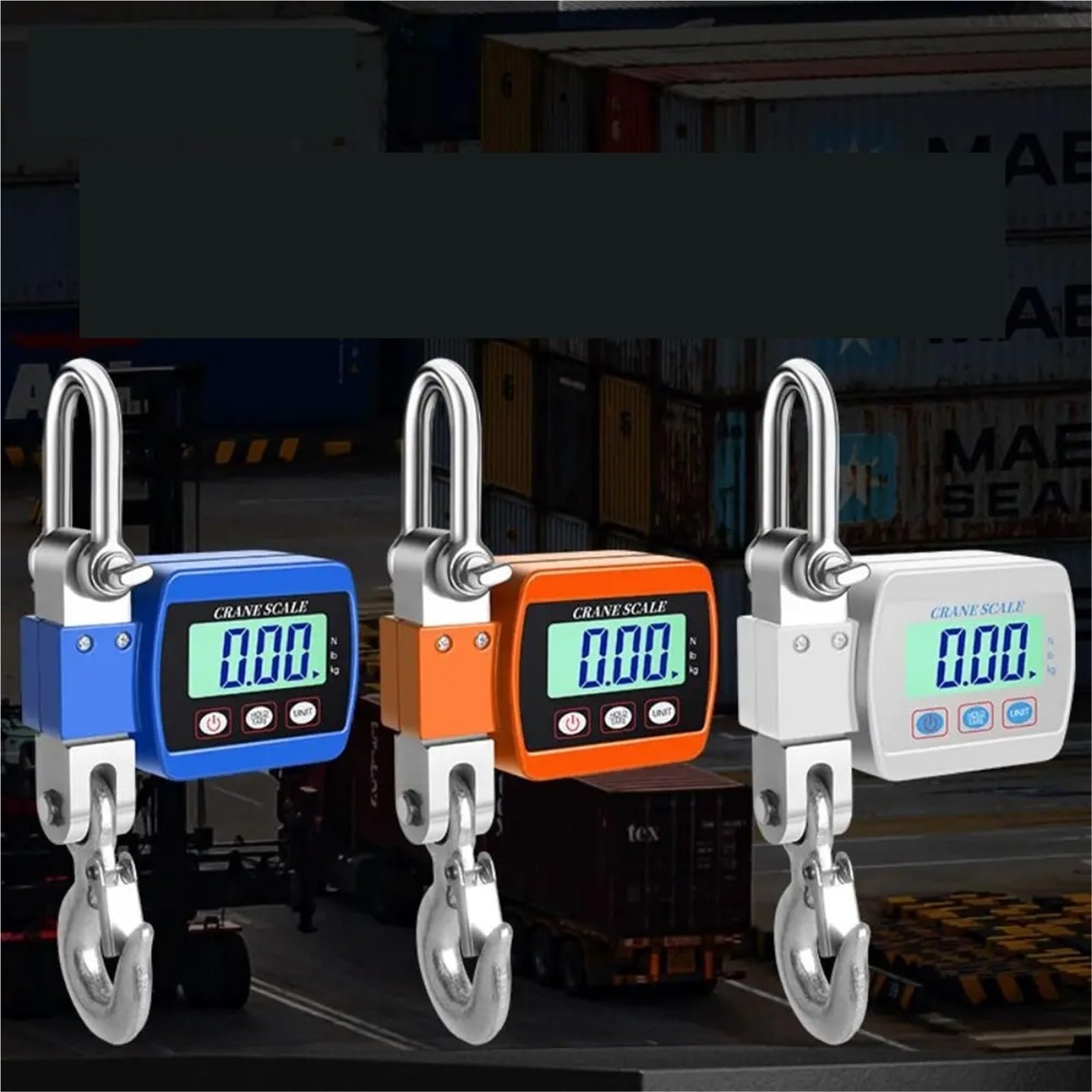 Cyfrowa waga dźwigowa, 500 kg Funkcja zmiany jednostki LCD Cyfrowa elektroniczna waga przenośna ręczna hakowa,Gospodarstwo,Wędkarstwo, Ryby,(Orange)