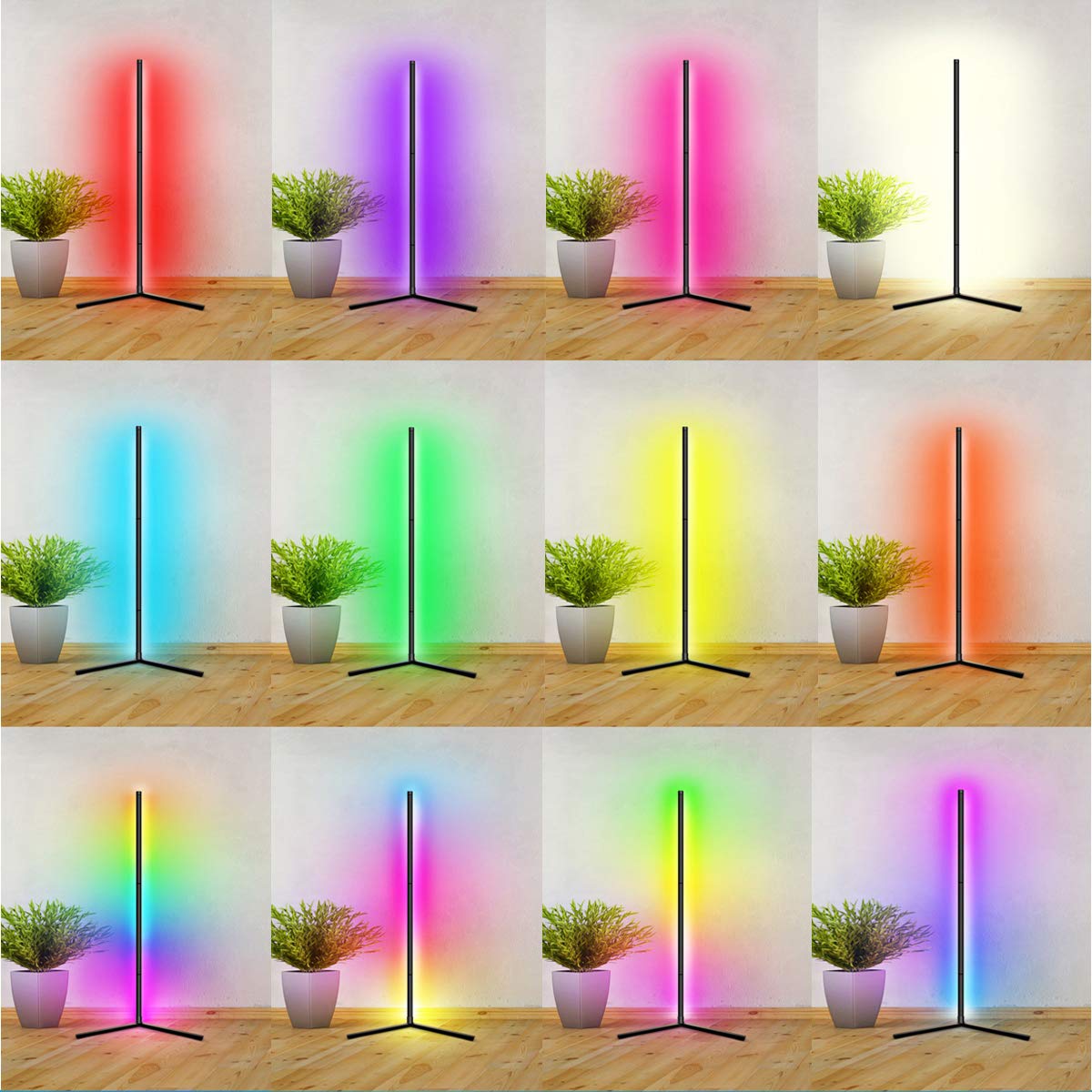 LED Corner Floor Lamp Nowoczesne RGB Lampa Stojąca Odłączany DIY Dekoracja Tall Lampa Ściemnianie Timer zestaw z pilotem i APP Control dla salonu sypialni TV Game Room