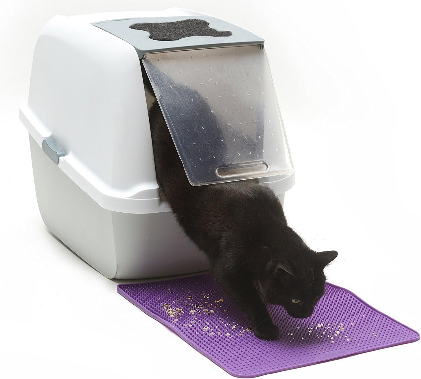 Messy Cats Silicone Litter Mat with Soft Graduated Spikes, 18" x 14", Grey