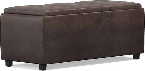 Miniatura 314 de Otomana rectangular de almacenamiento de cuero sintético Simpli Home Avalon., Cuero, Marrón Azul,Marrón Chocolate,Cloud gris,Gris oscuro,Azul