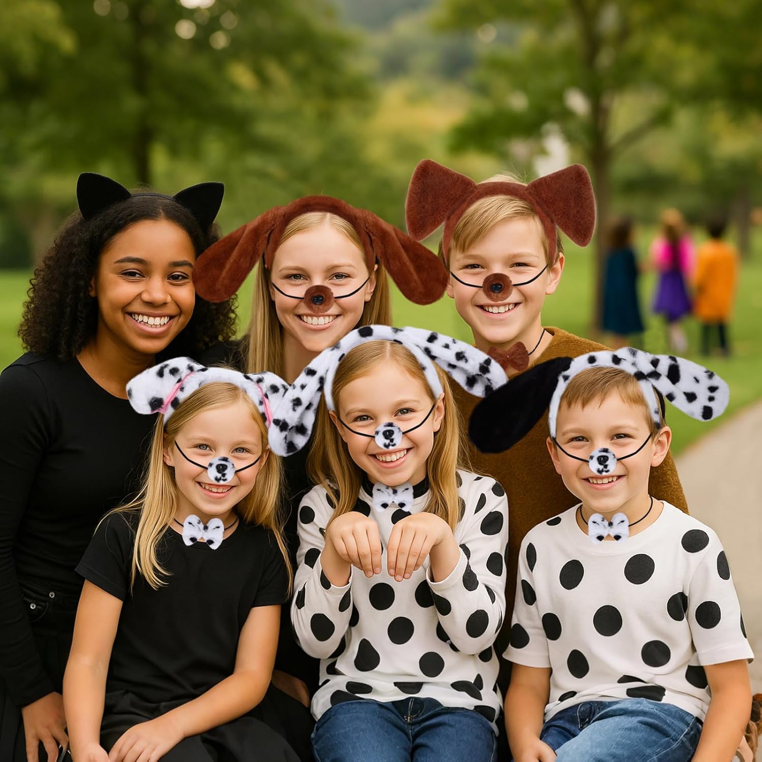 4 Pieces Dog Costume Set Dog Ears Headband Nose Tail and Bow Tie Cosplay Accessoies for Halloween Party - Image 7