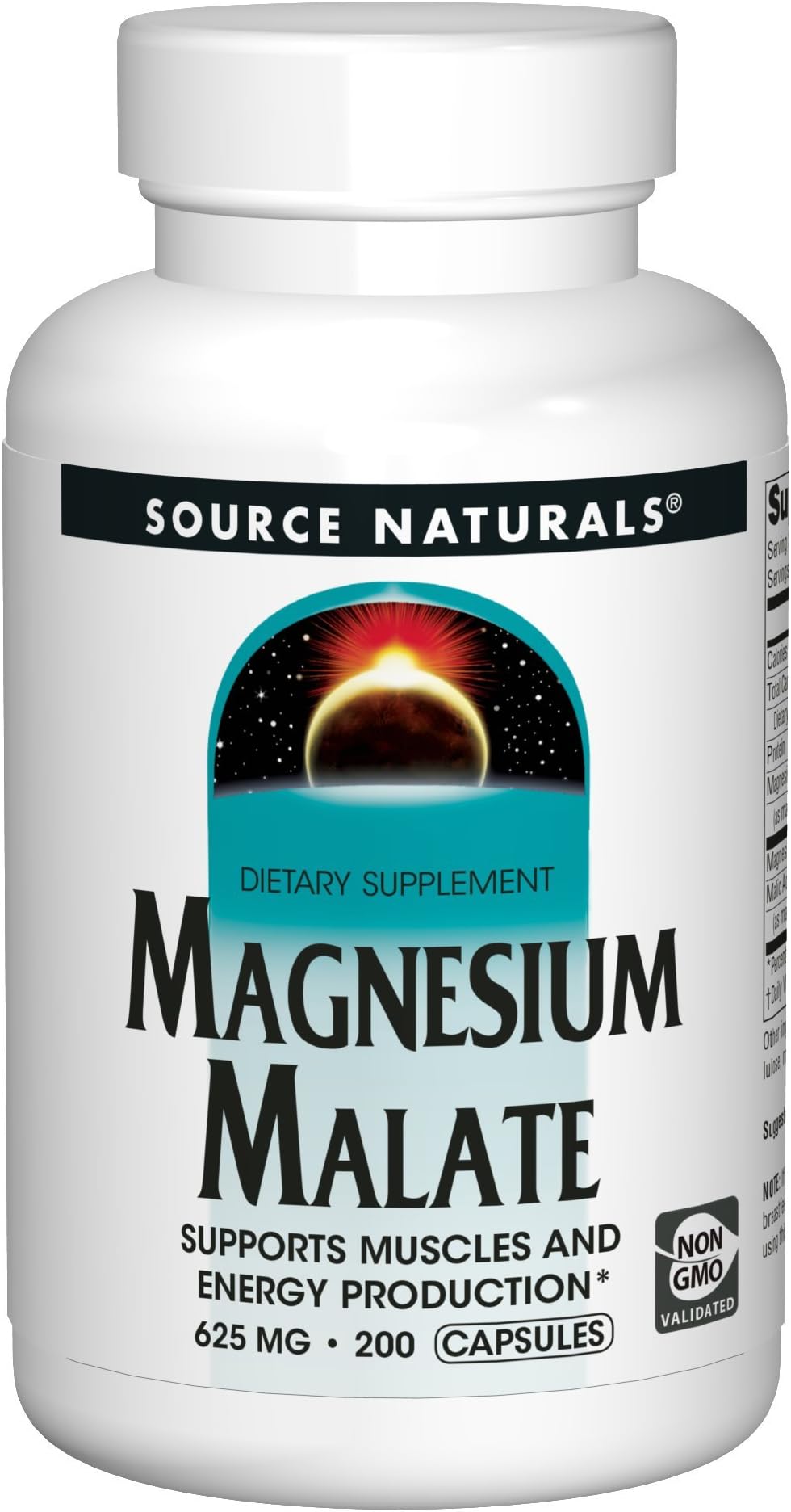 Source Naturals Magnesium Malate 625mg Supplement Essential, Bio-Available Magnesium Malic Acid Supplement - 200 Capsules (Packing may vary)