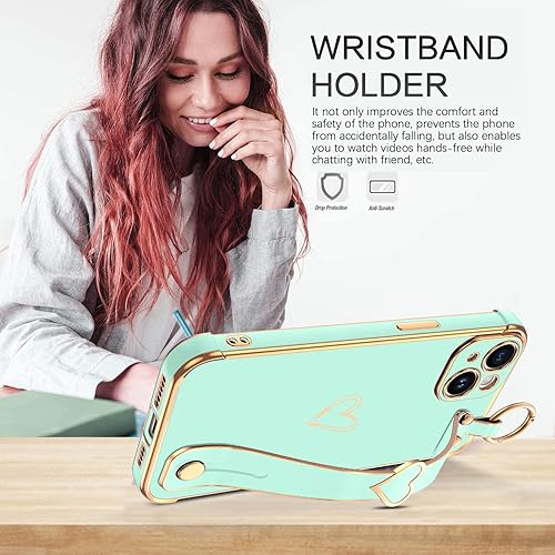 Miniatura 8 de BENTOBEN Funda para iPhone 14 Plus, iPhone 14 Plus con correa ajustable para atril, bonito parachoques chapado de lujo, esquinas elevadas, a prueba