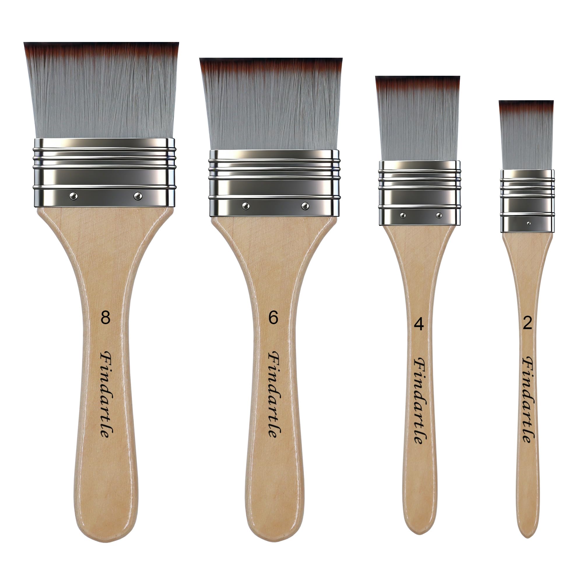 Findartle Flat Paint Brushes,4 Sizes Wide Flat Brushes For Acrylic Watercolour oil Gouache Painting,Artist Paint brush for Large Area Coloring Detail Blending