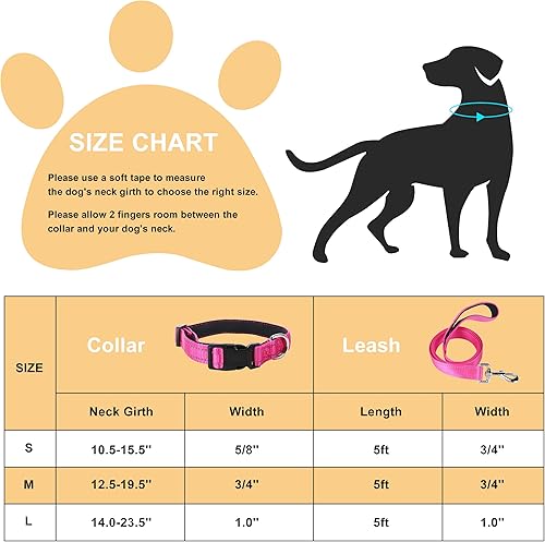 Miniatura 7 de Jumpress Juego de collar y correa acolchada de neopreno suave para perros pequeños, medianos y grandes, collar de perro de nailon duradero