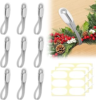 9 PCS Christmas Garland Hanger for Garlands, Colored Lights, Christmas Stocking -Reusable No Drill Mantel Hooks, Christmas Stocking Hangers for Door Frame, Staircase, Holiday Decor(18 Adhesive Sheet)
