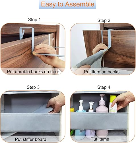 Miniatura 7 de Organizador extra grande para colocar sobre la puerta, 6 estantes y 12 bolsillos laterales, organizador de puerta colgante resistente para armario,