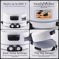 Vista 5 de Horno eléctrico de pizza de 12 pulgadas con temporizador y control de temperatura, perfecto para pizzas, panqueques, quesadillas, galletas