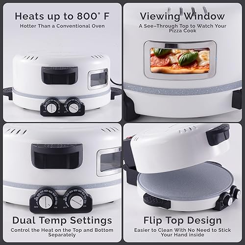 Miniatura 5 de Horno eléctrico de pizza de 12 pulgadas con temporizador y control de temperatura, perfecto para pizzas, panqueques, quesadillas, galletas (12