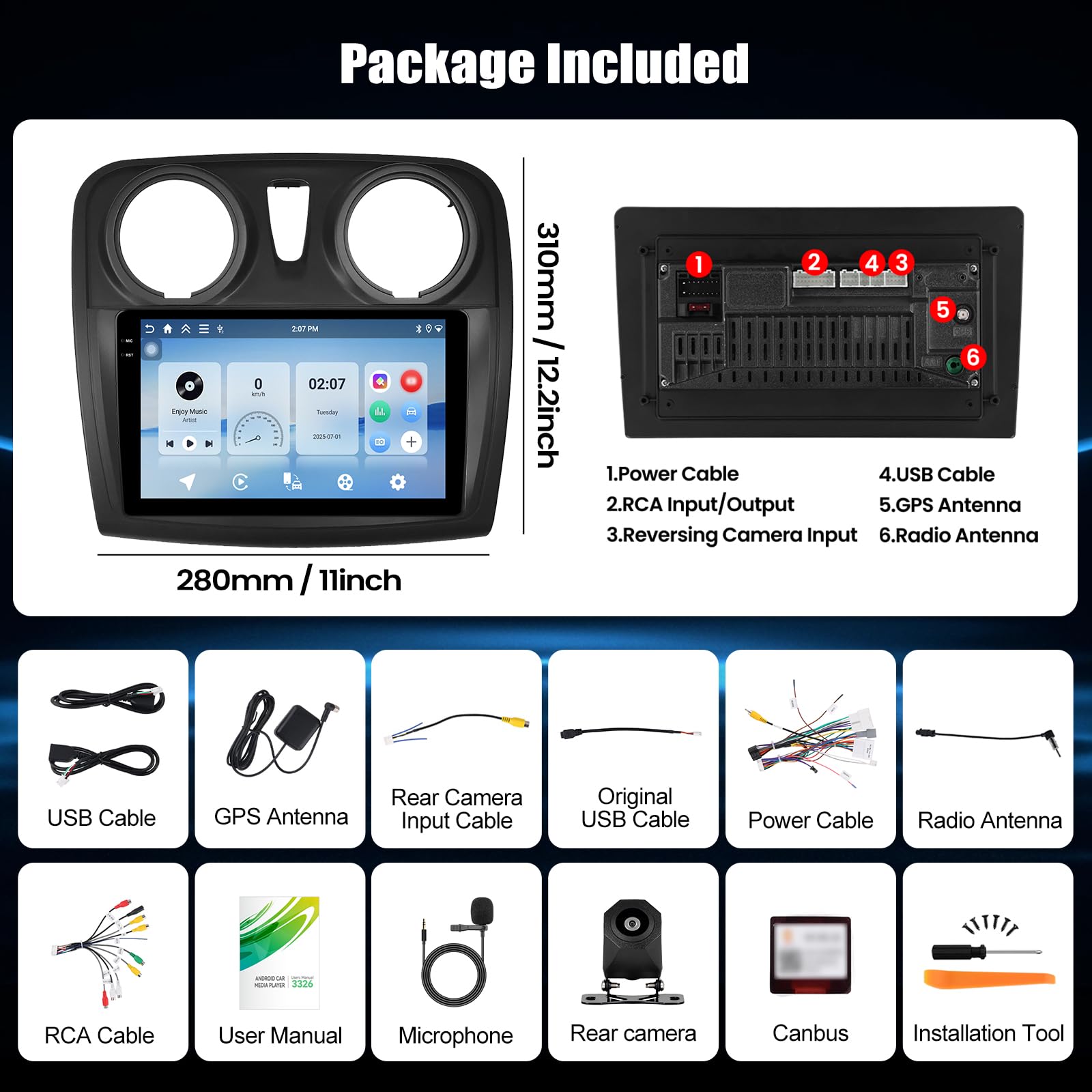 SIXTOP 4+128GB Android 15 Radio para Renault Dacia Sandero 2 B52 2012-2019 Pantalla Radio Coche 9 Pulgadas con CarPlay Android Auto GPS WiFi Bluetooth FM/RDS EQ SWC Cámara de Marcha Atrás