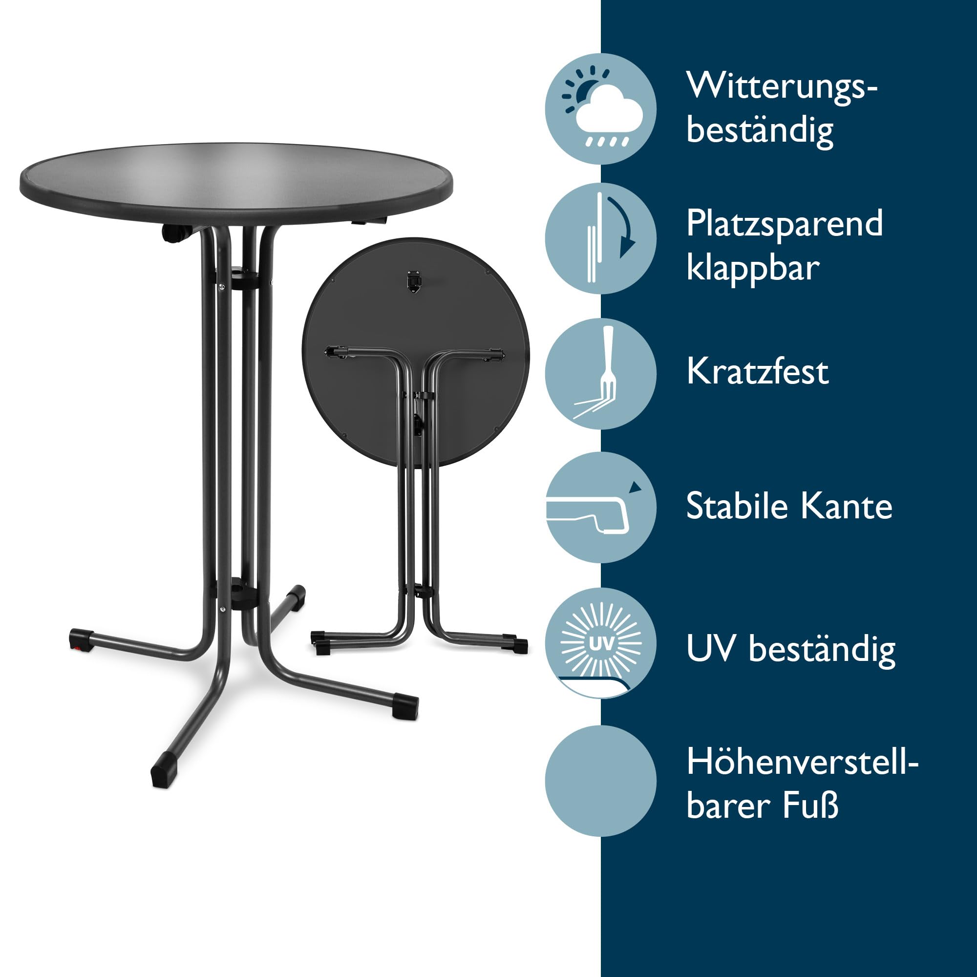 Beautissu Statafel Inklapbaar 80cm Bellini – Stevige