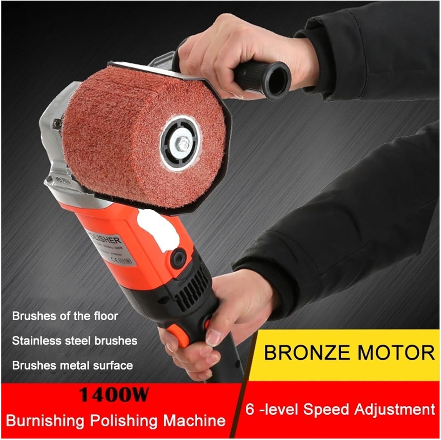 Sander, Polisher 1400W Burnishing Polishing Machine Stainles Steel Metallic Silk Rush Machine Electric Grinding SanderTile Polishing(Set meal 3)