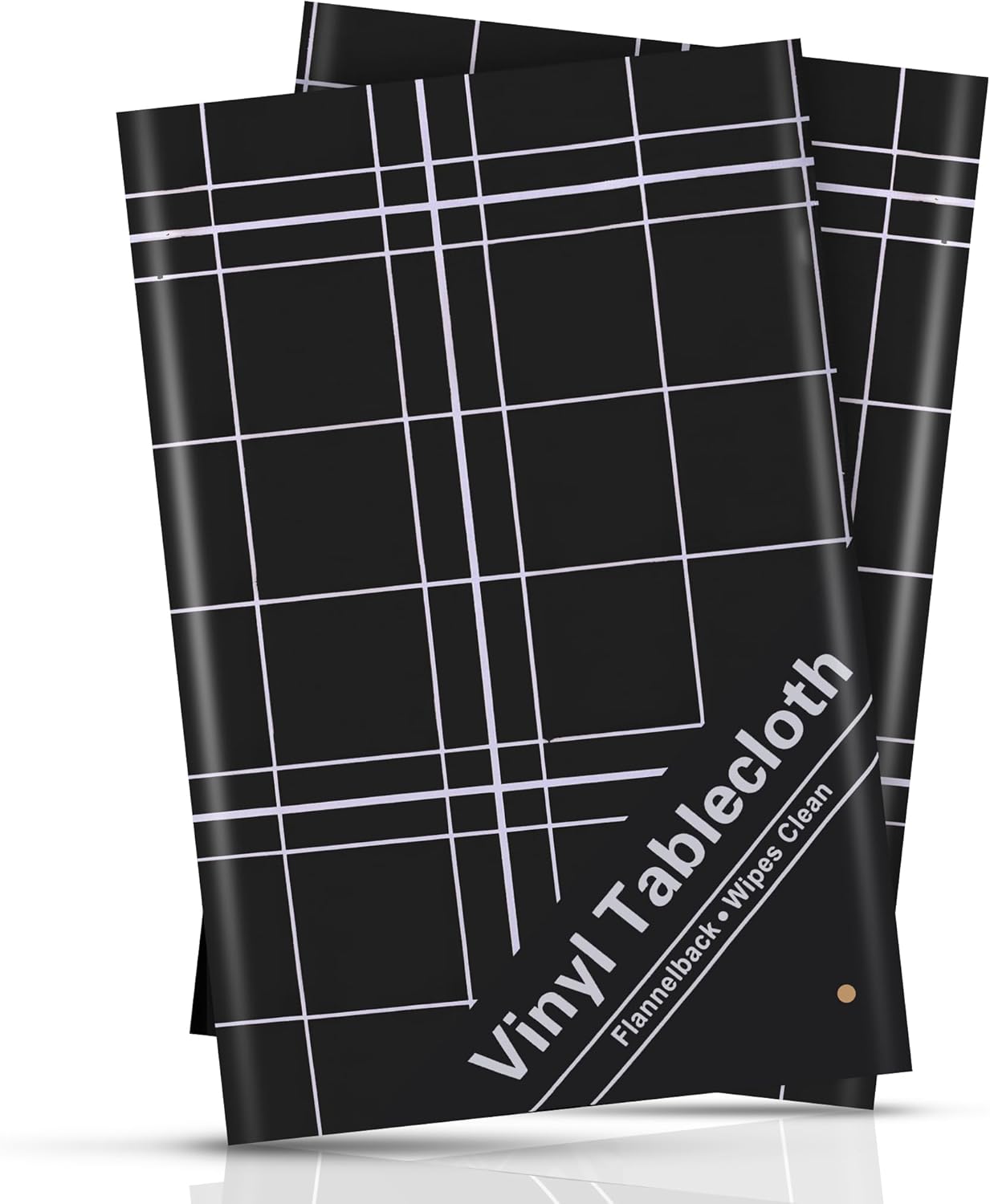 BRODER MFG. INC. White Lines Flannel Backed Vinyl Tablecloth - Black, 52x90 Oval(Rounded) | Perfect for Picnics, Barbeques, Parties, Camping, Special Occasions, Gatherings, and Everyday Use