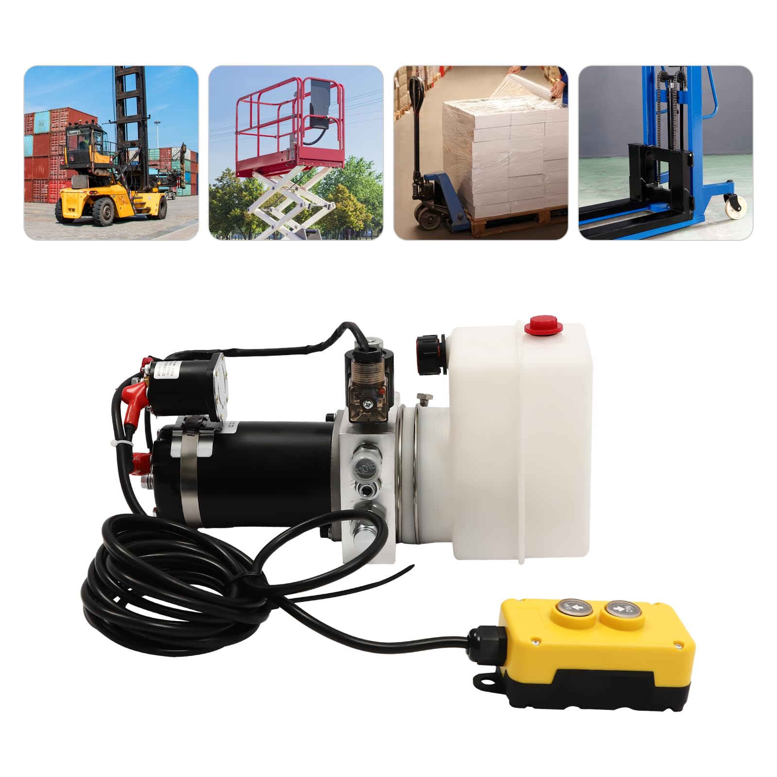 Bomba hidráulica eléctrica 800 W 12 V Unidad de potencia hidráulica de acción simple para volquetes 2850 rpm Prensa hidráulica con indicador de voltaje y control remoto, para remolques basculantes