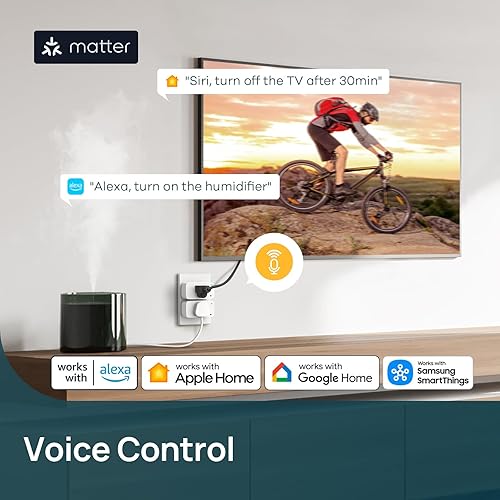 Miniatura 5 de Linkind Matter - Enchufe inteligente con luz nocturna LED, funciona con Alexa, Apple Home, Google, toma inteligente de 15 A/1800 W, del atardecer al