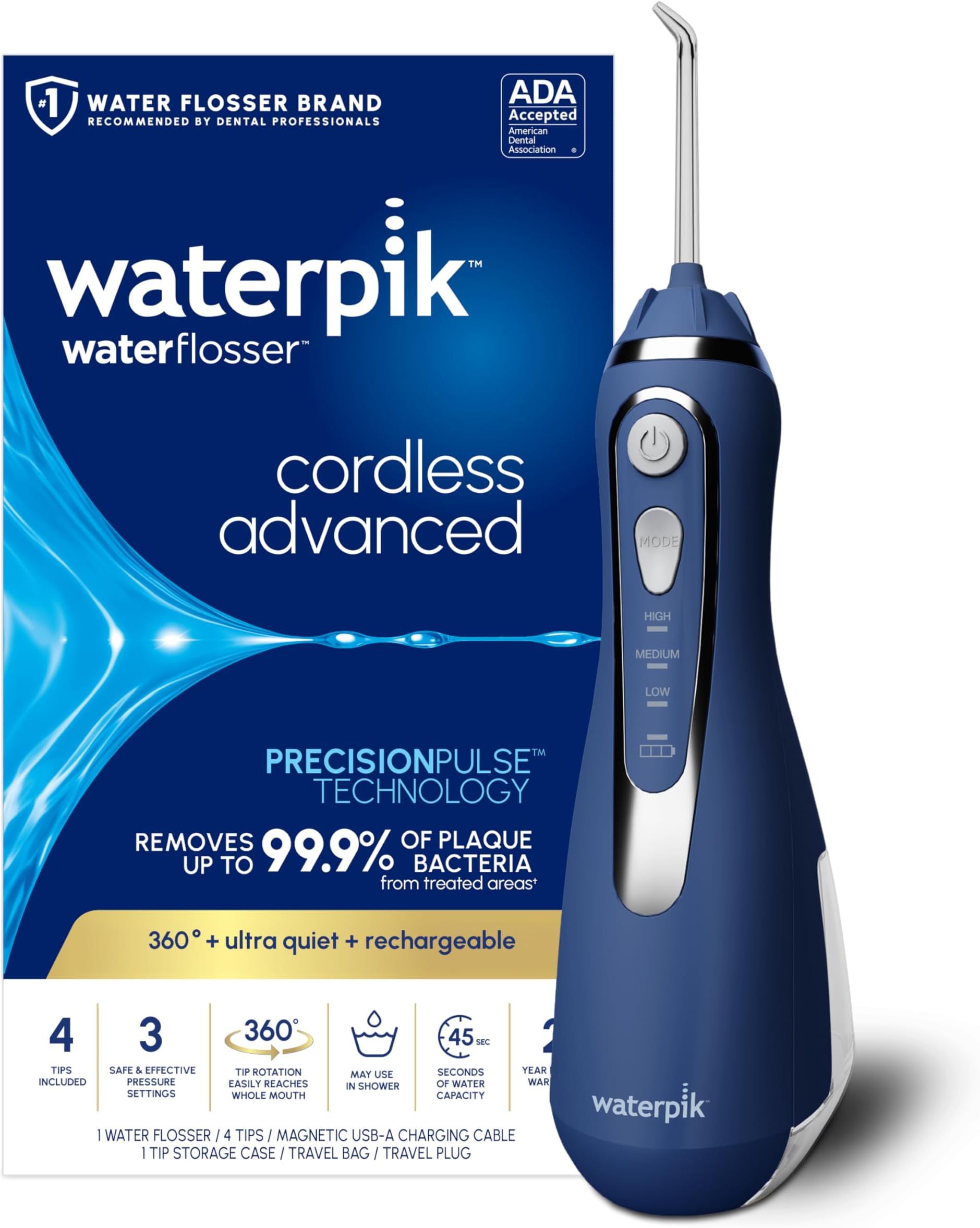 Waterpik Cordless Advanced Water Flosser, Classic Blue