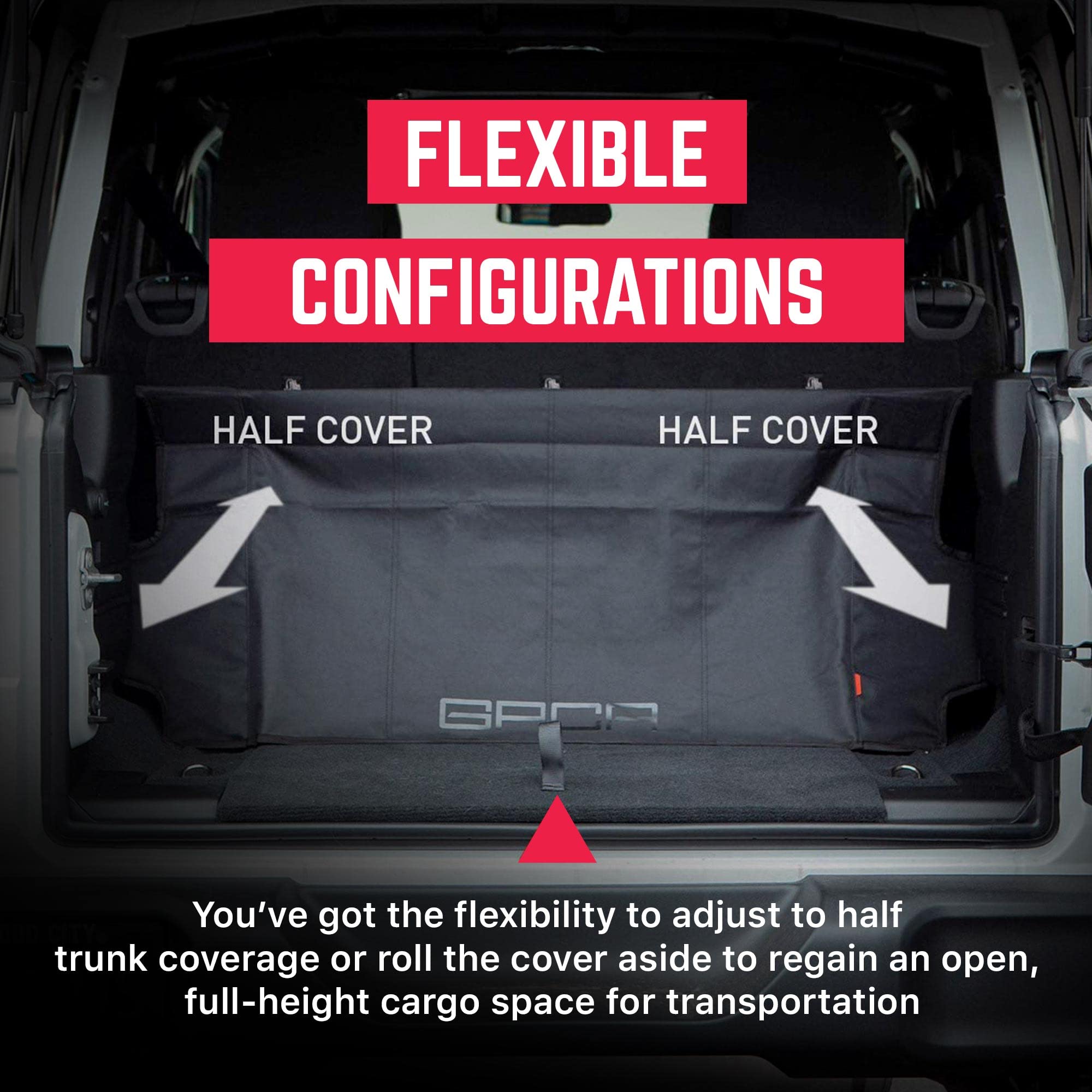 GPCA Freedom Pack PRO Copertura Per Bagagliaio Jeep Wrangler JL 2018-2023 4 Porte: Tonneau Cover Regolabile E Impermeabile Per Sport, Sahara, Rubicon. Facile Installazione, Con Anelli A D. - 4