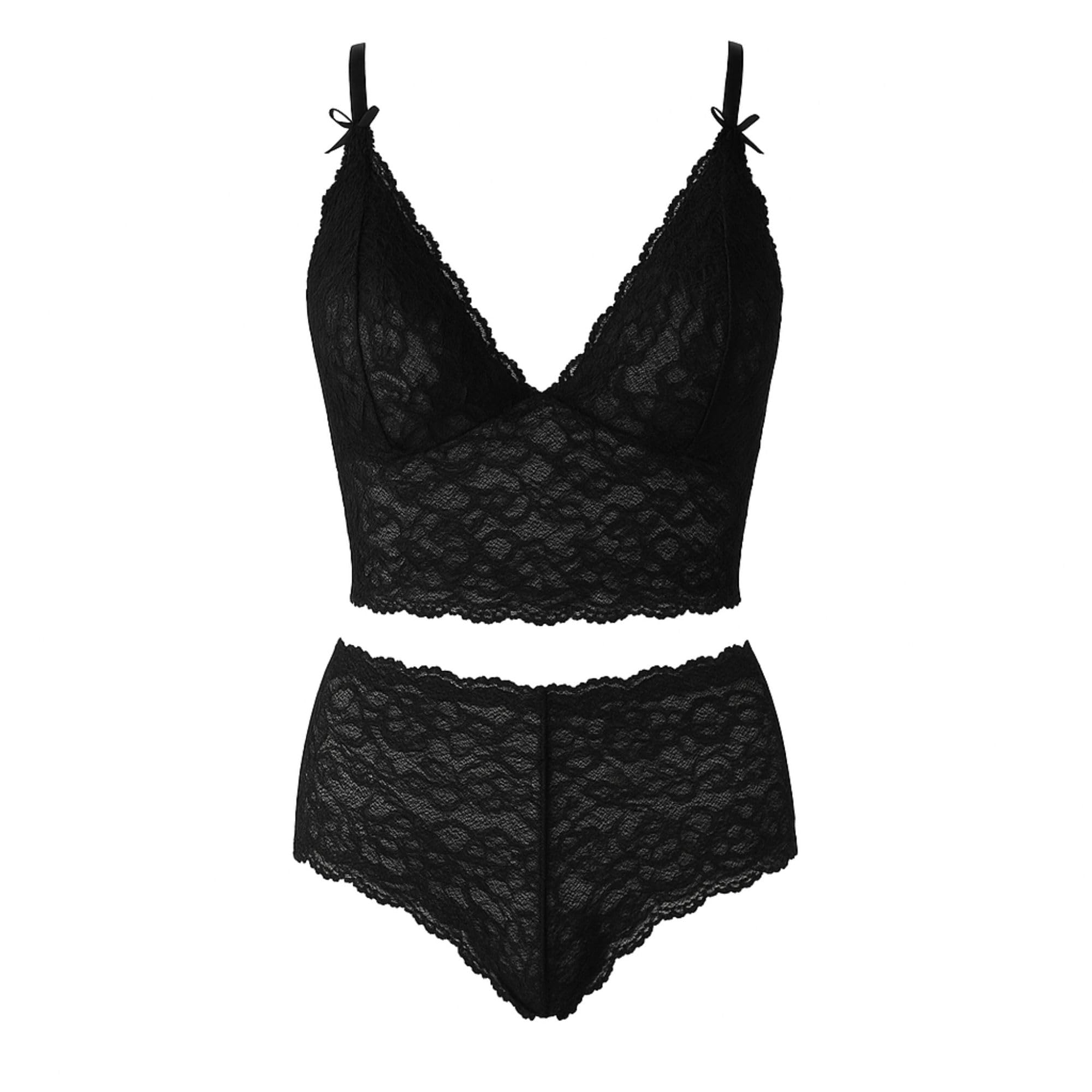 zerjama Women's Lace Bralette and Panty Set - Soft Stretch Floral Lace Lingerie Set with Adjustable Straps – Sexy Sleepwear Nightwear-picture-25