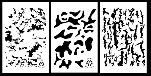 Miniatura 1 de Acid Tactical Paquete de 3 plantillas de pintura en aerosol de vinilo de camuflaje de 9 x 14 pulgadas - Pistola Duracoat (Digital, Multicam,