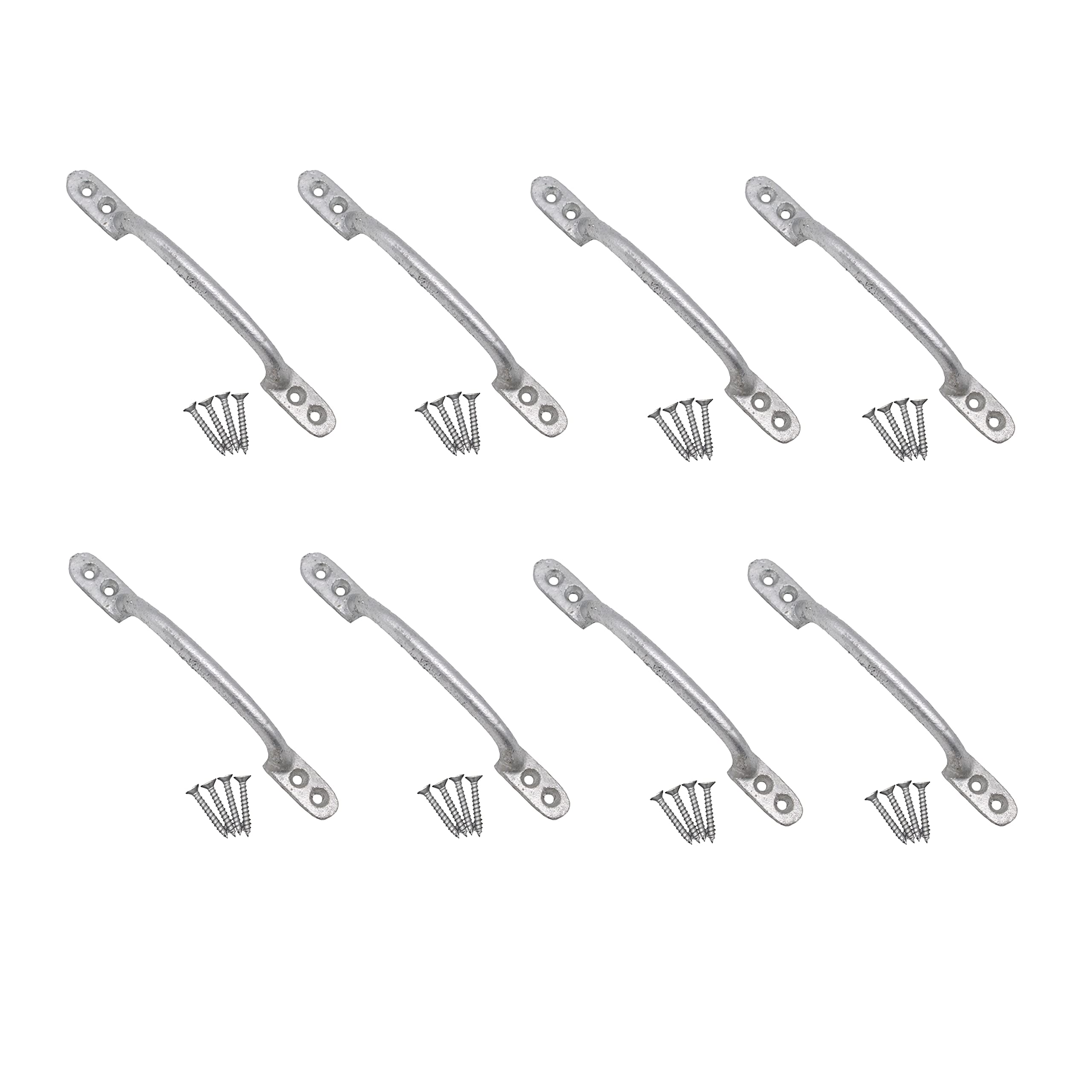 Eai Galvanised Hot Bed Pull Handle Cast Iron For Garden Sheds And Gates 6" Pack Of 8