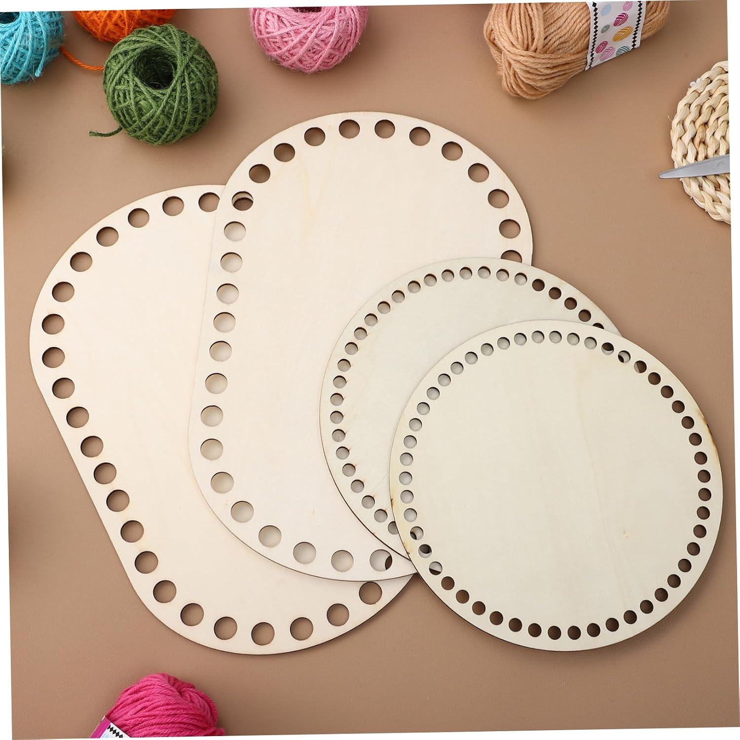 4pcs Firm Smooth Wooden Basket Bases Round Oval Crochet Moses Basket Supplies