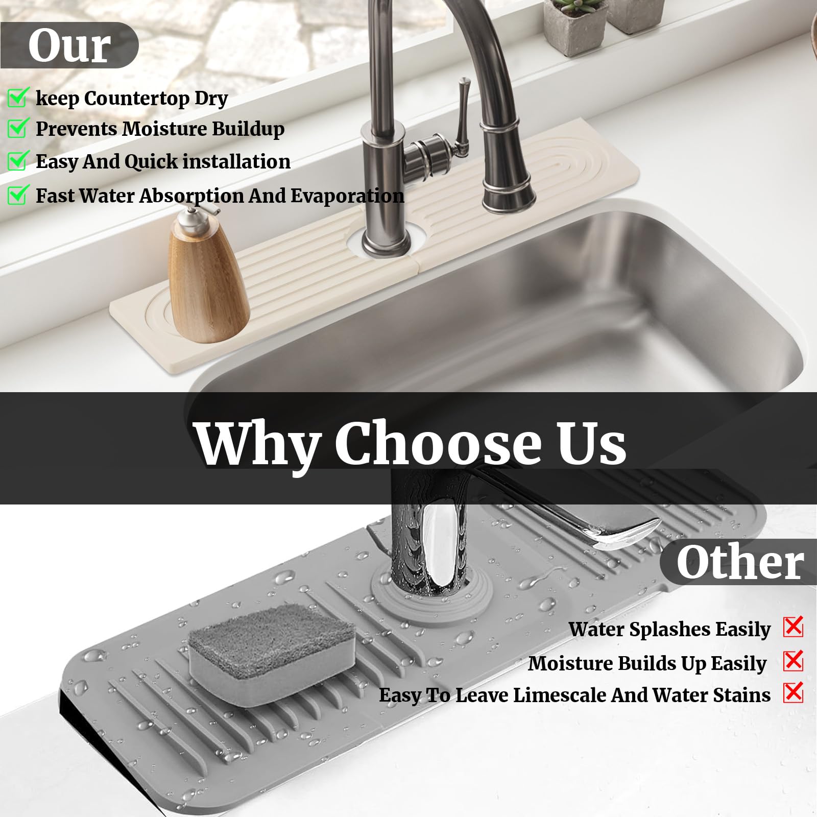 Tappetino Lavandino In Pietra Diatomite Lxoraziy - Antispruzzi Per Cucina - Foto 7