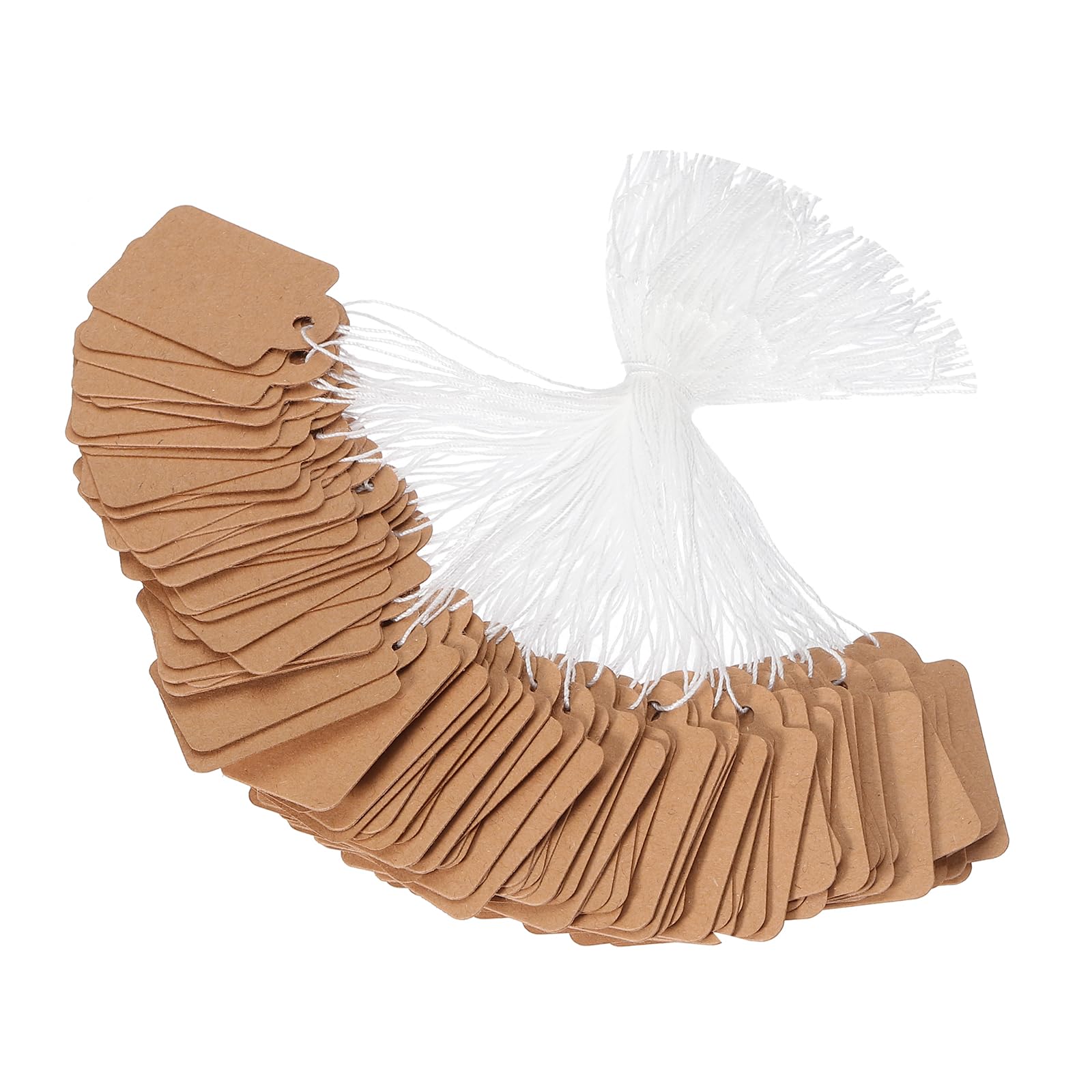 PATIKIL Price Tags with String Attached, 100 Pcs Kraft Paper Writable Blank Gift Jewelry Tags Marking Hang Tags for Labeling Clothing Pricing Garage Yard Sale, 1.38 x 0.87 Inch