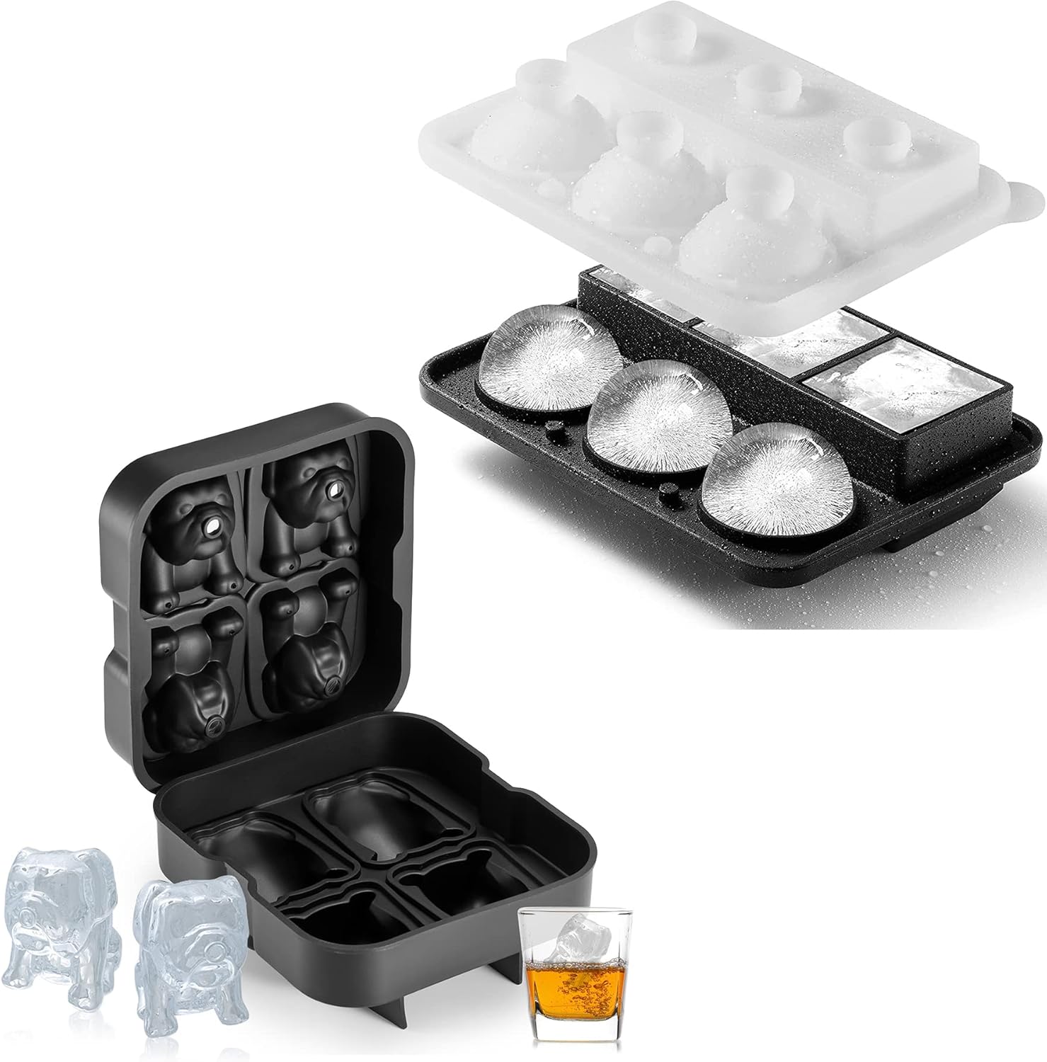 Amazon.com: Nax Caki 3D Bulldog Ice Cube Tray, Large Silicone Whiskey ...