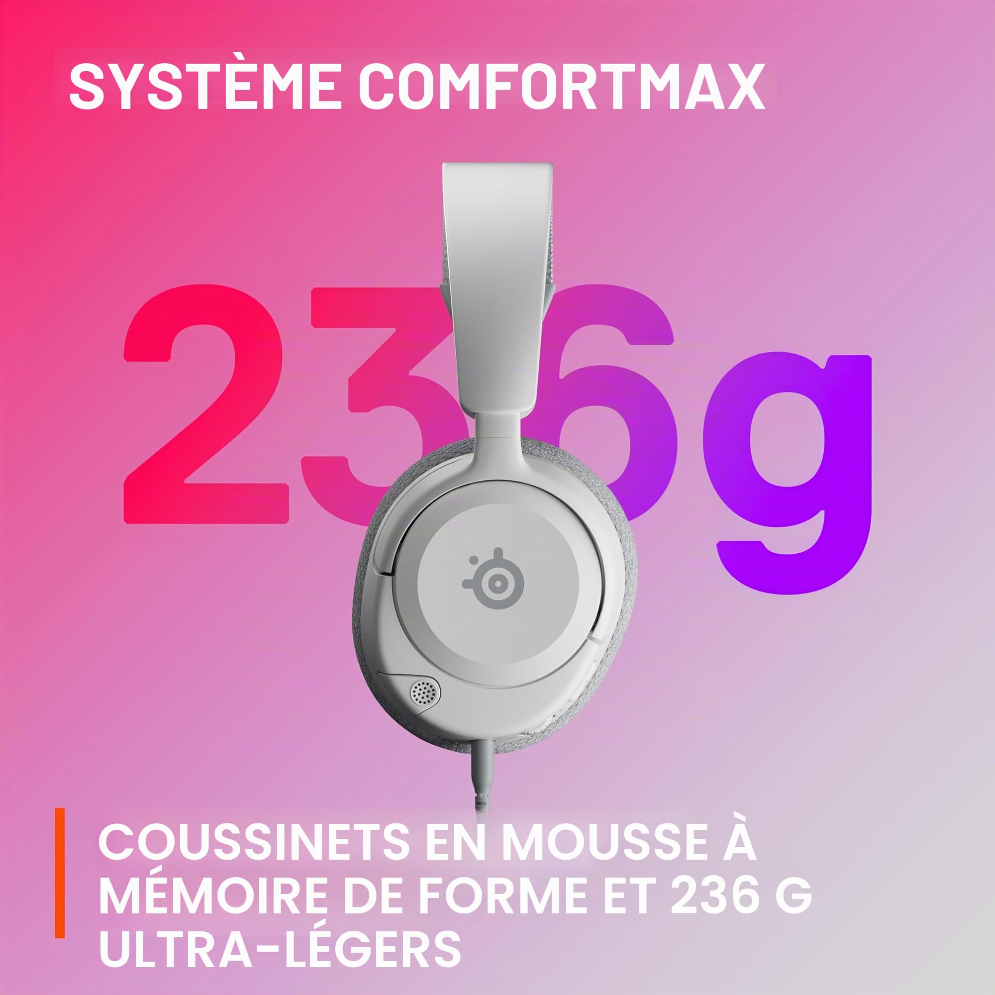 SteelSeries Arctis Nova 1 Casque de Jeu Multi-systèmes — Pilotes Hi-FI — Audio Spatial à 360° — Design Confortable — Durable — Ultra léger — Microphone antibruit — PC, PS5/PS4, Switch, Xbox – Blanc
