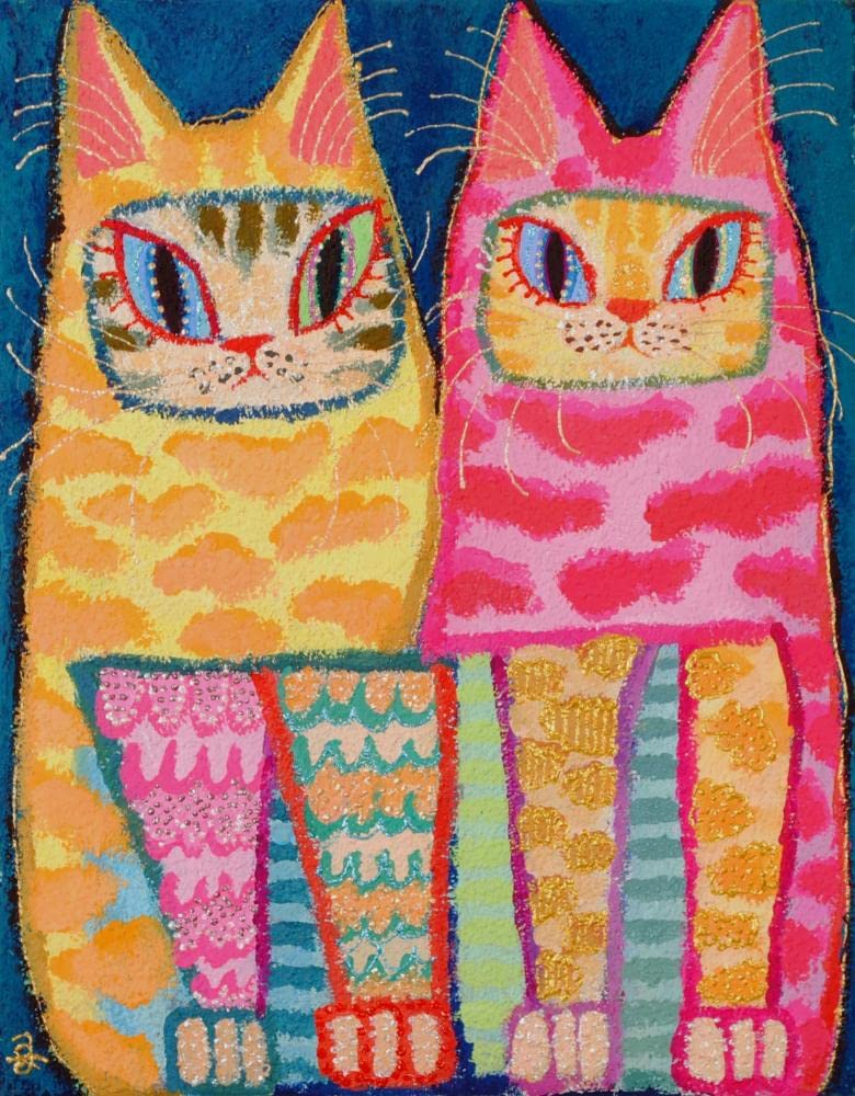 Amazon.co.jp: 福嶋吾然有 無題NY 猫 絵画 インテリア プレゼント