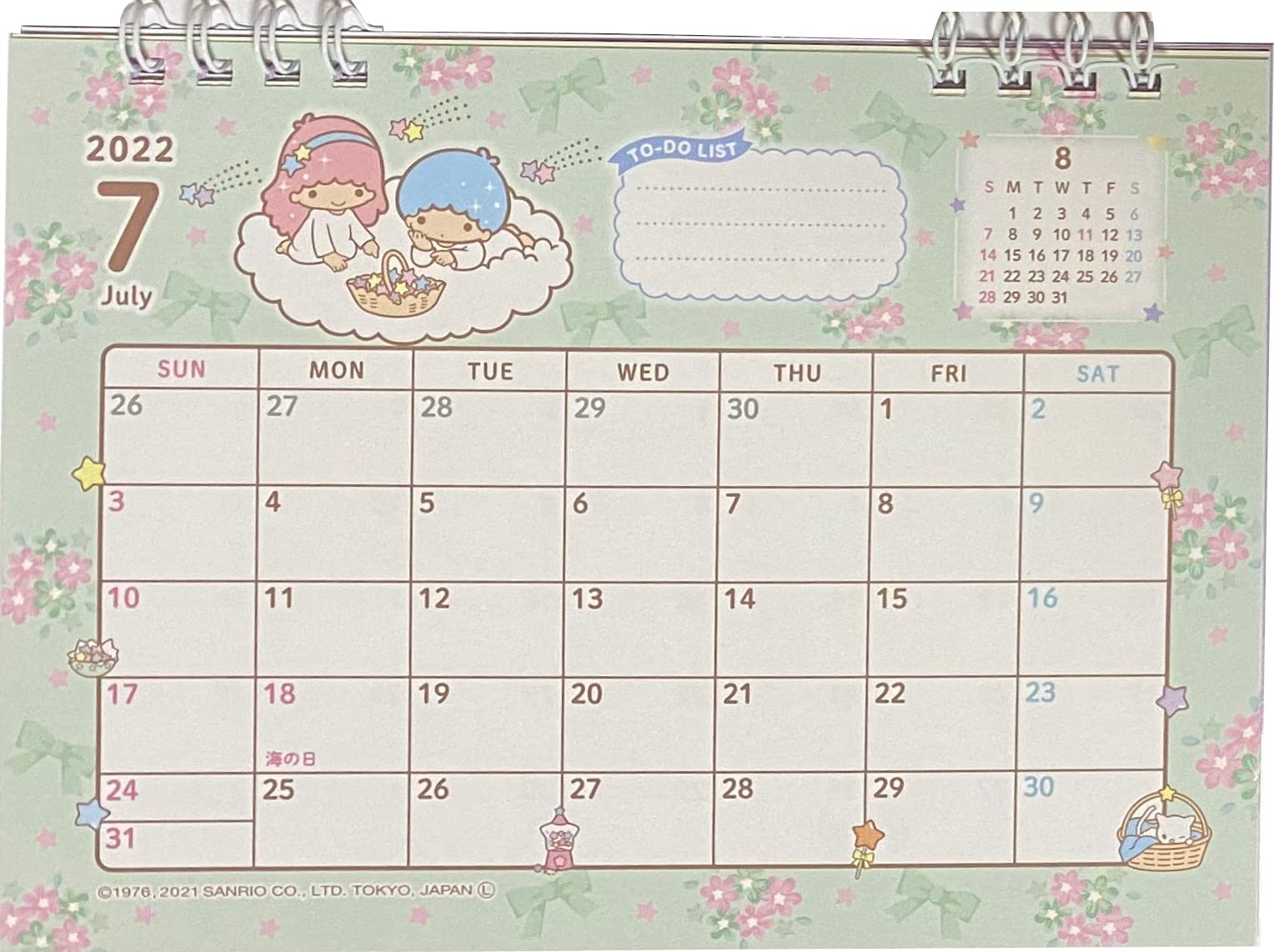 Tanpopo Sanrio Little Twin Stars Desk Ring Japanese Calendar 2022 Year