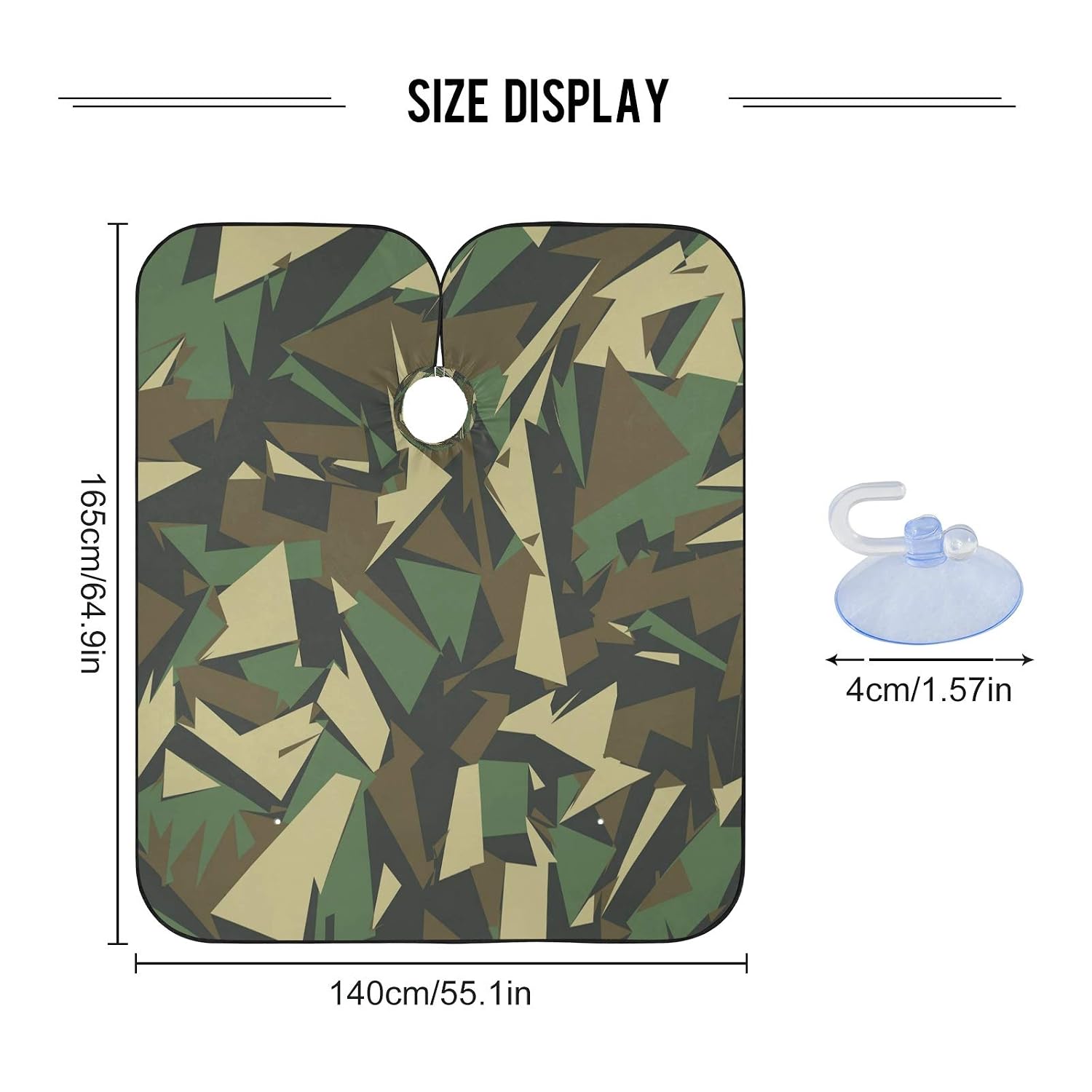 Blueangle Geometric Triangle Camo Barber Cape for Men Hair Cutting Cape, 65" x 55"