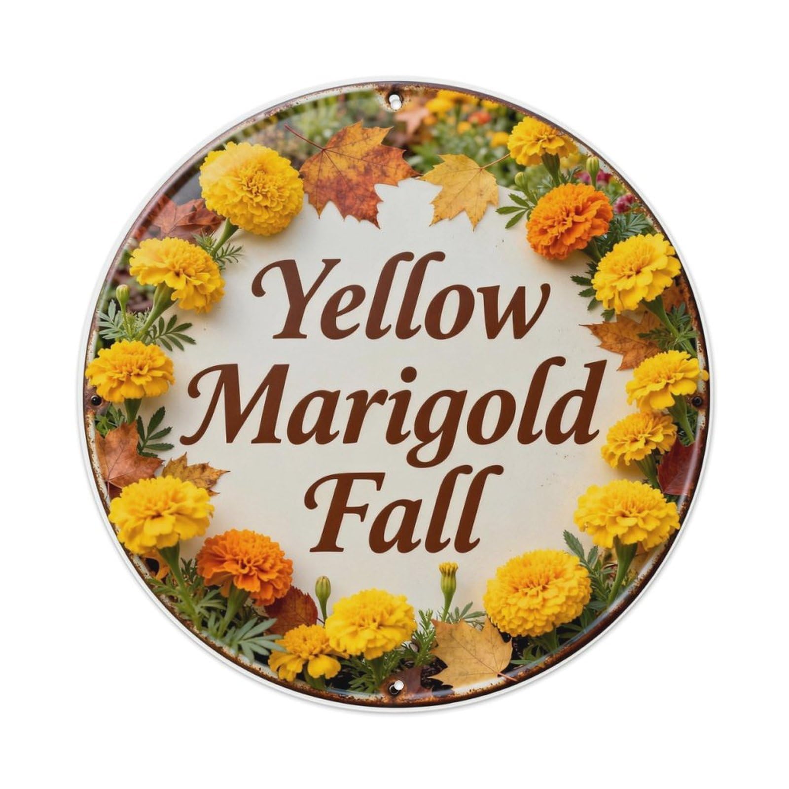 Yellow Marigold Fall Metal Tin Sign Plaque