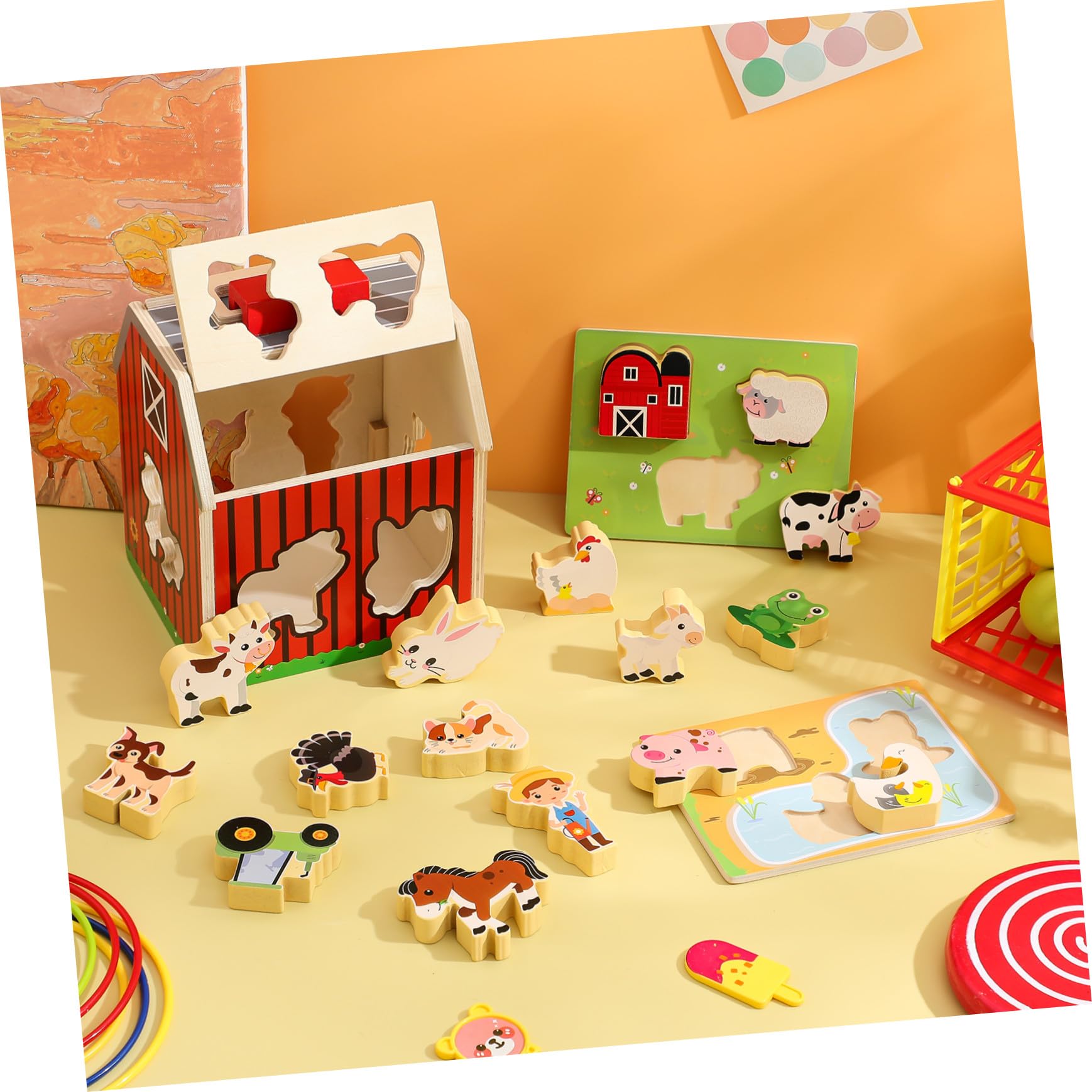 VANZACK Giocattolo Animali da Fattoria in Legno per Bambini | Bimbi 2-5 Anni, Attività Montessori Stem, Uso Versatile in Casa E'aperto