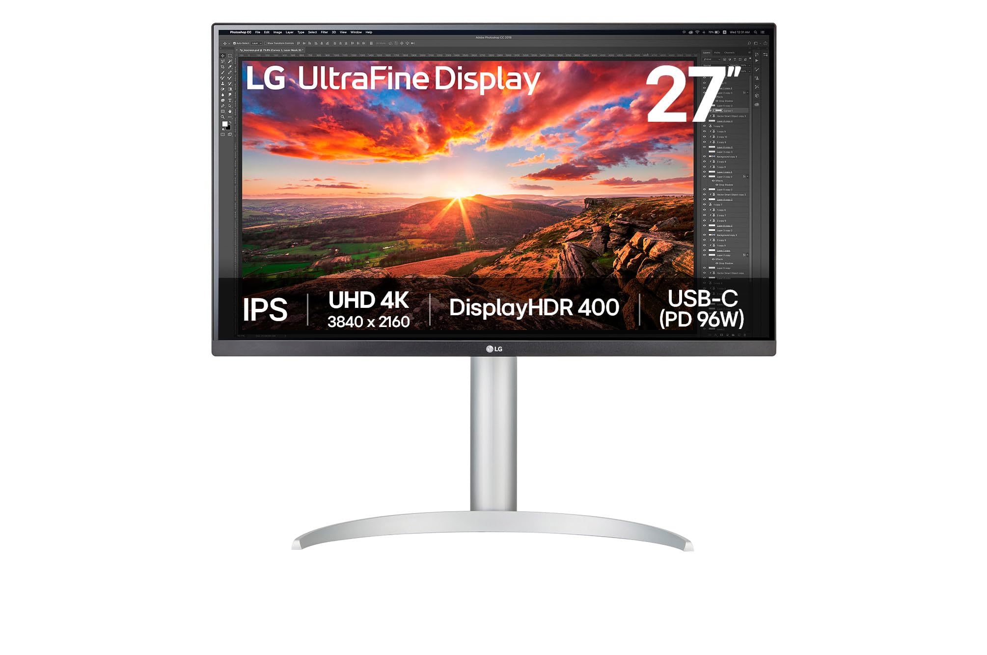 LG Ultrafine™ 27UP850K-W Ecran PC 4K 27" - Dalle IPS résolution UHD (3840 x 2160), 5ms GtG 60Hz, DisplayHDR™ 400, DCI-P3 95% (CIE1976), Mode Lecture, inclinable, réglable en Hauteur - 2