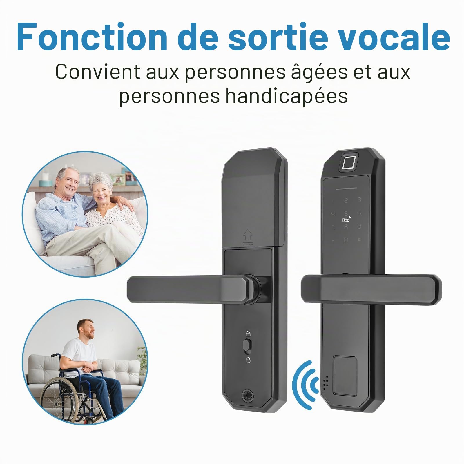 Verrou de Porte à Empreinte Digitale – Serrure Intelligente Électronique avec Clé Biométrique et Clavier Numérique à Code, 4 piles AAA sèches (autonomie de 15 mois)