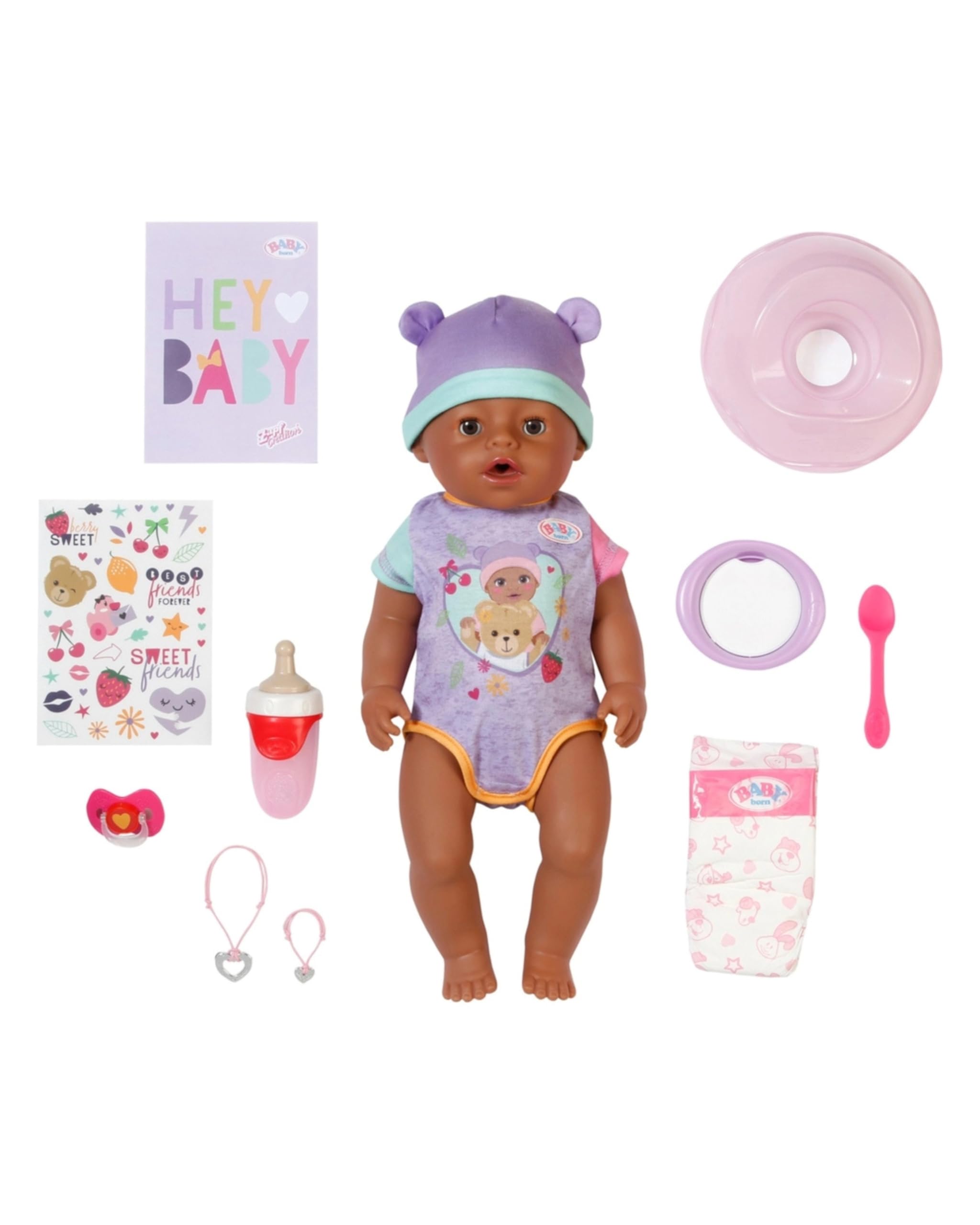 BABY Born Eva - 43 cm große Babypuppe - 10 Funktionen inkl. Accessoires & Strampler - Funktioniert komplett ohne Batterien - Geeignet für Kinder ab 3 Jahren