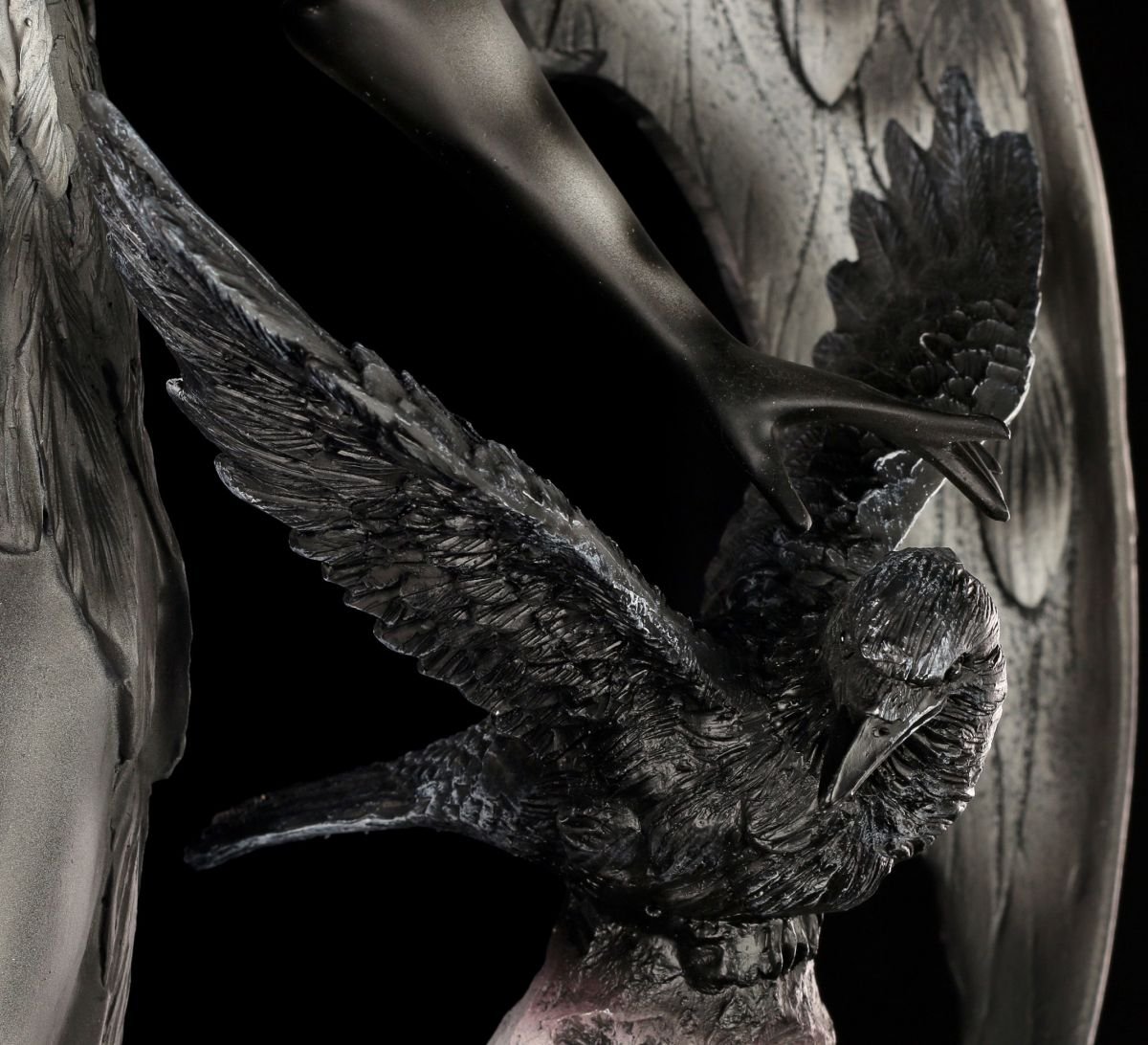 Figuren Shop GmbH Statuetta Elfo - Notte Il Corvo - Gotico Angelo Statua 62 Cm