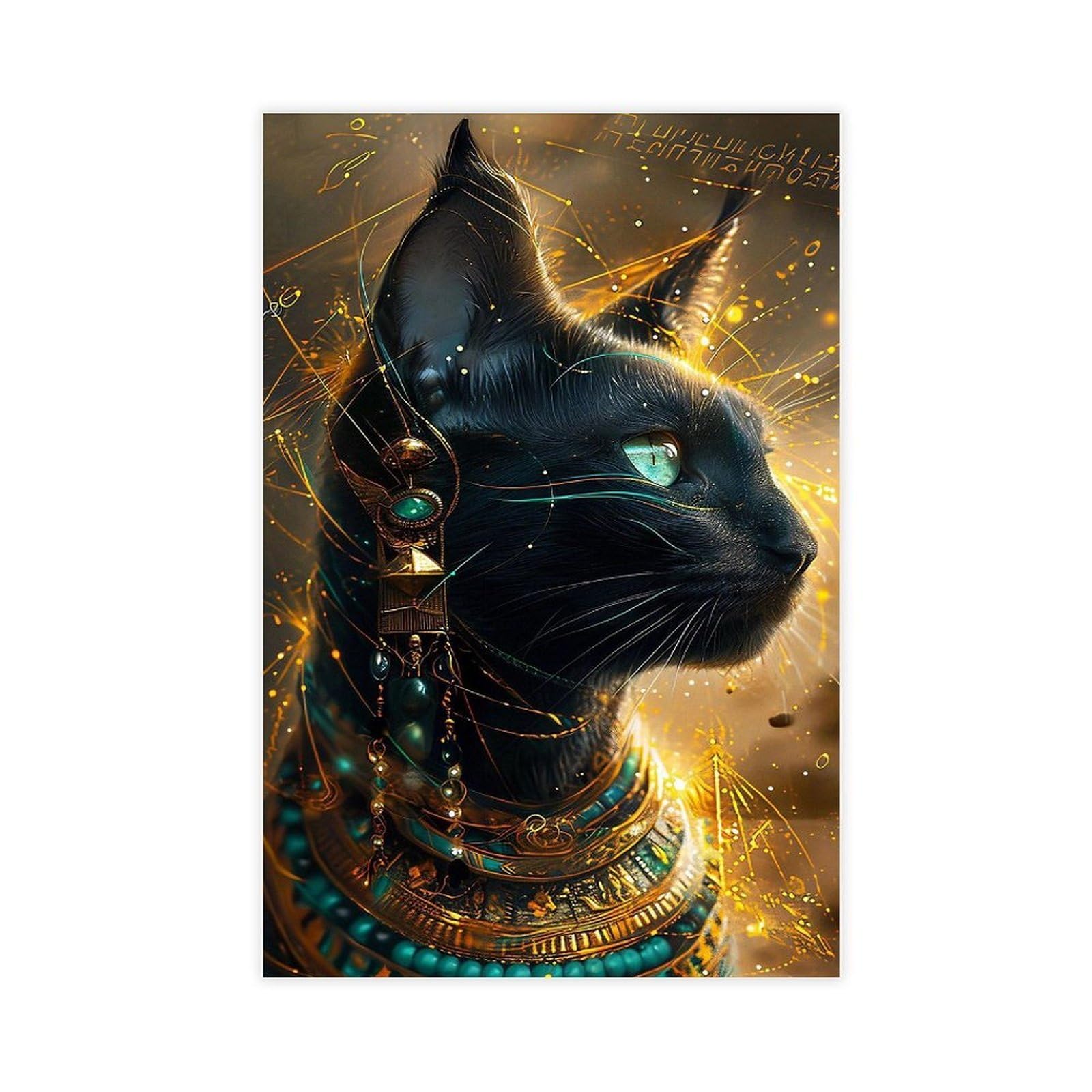 Bareronor Egyptian Abstract Cat Canvas Poster Bedroom Decor Landscape Office Room Decor Gift 12" L X 18" W