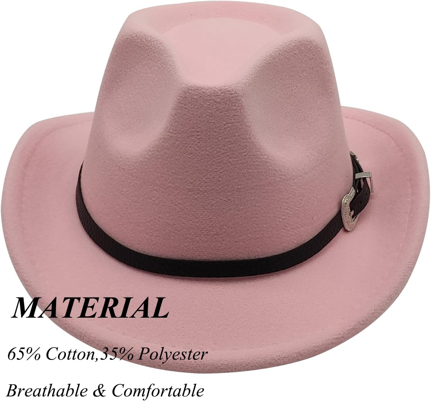 Willheoy Kids Cowboy Hat for Girls Boys Unisex Western Cowgirl Hat with Buckle Belt Wide Brim Fedora Hat Dress Up Costume - Image 2