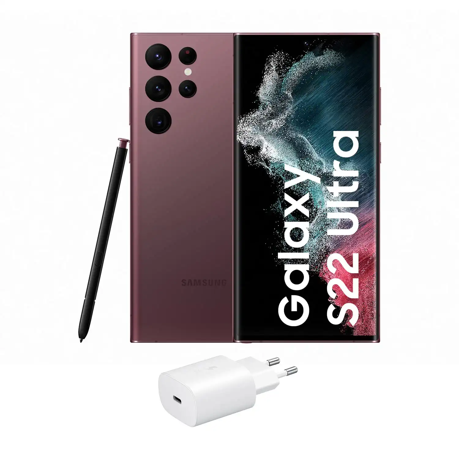 Samsung Galaxy S22 Ultra 5G (512 GB) Bordeaux + Ladegerät – Freies Handy, Android-Smartphone (spanische Version)